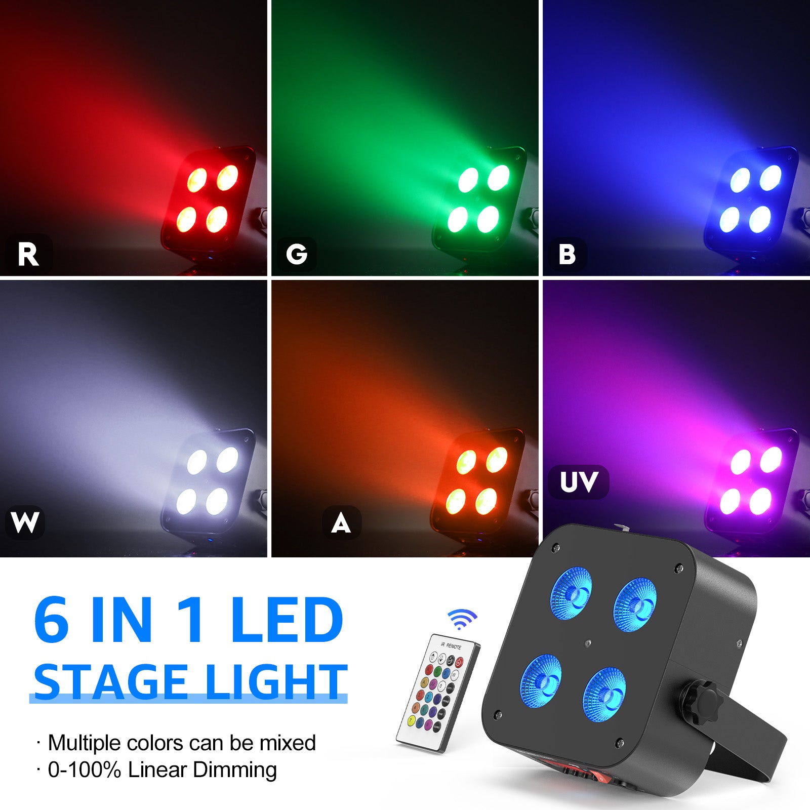 New 4 x 18W RGBW Mini Rechargeable Par Lights - P13