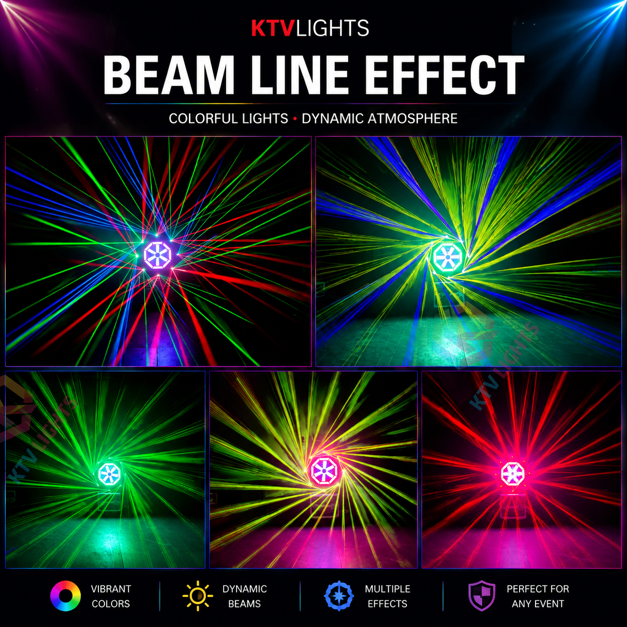 KTVLIGHTS RGB 3-in-1 Big Windmill LED Laser Background Light-B33