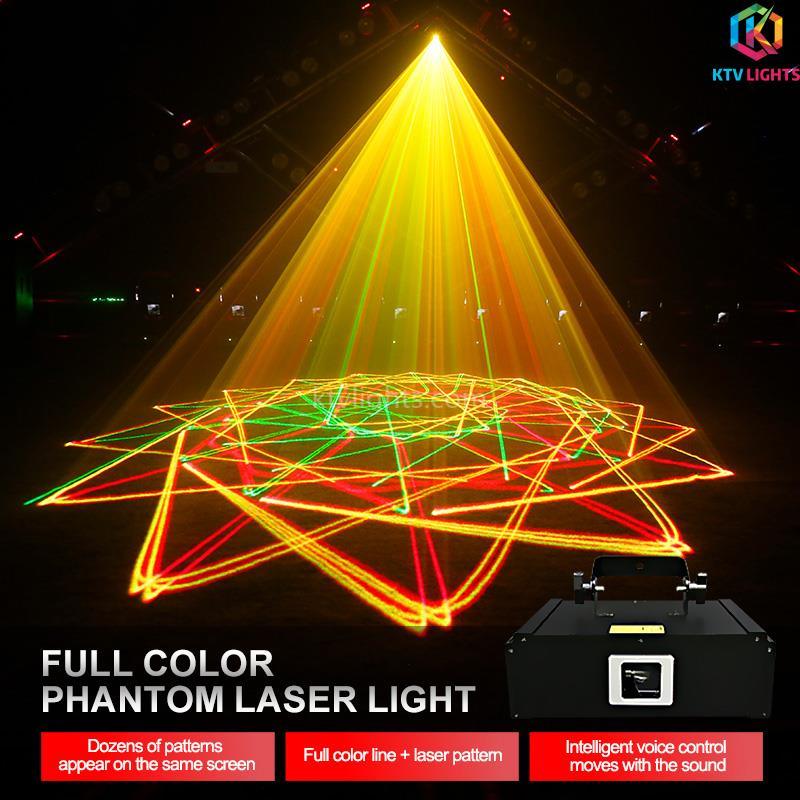 Luz láser animada RGB de 1,5 w, control de voz/luz de escenario DMX512-A10