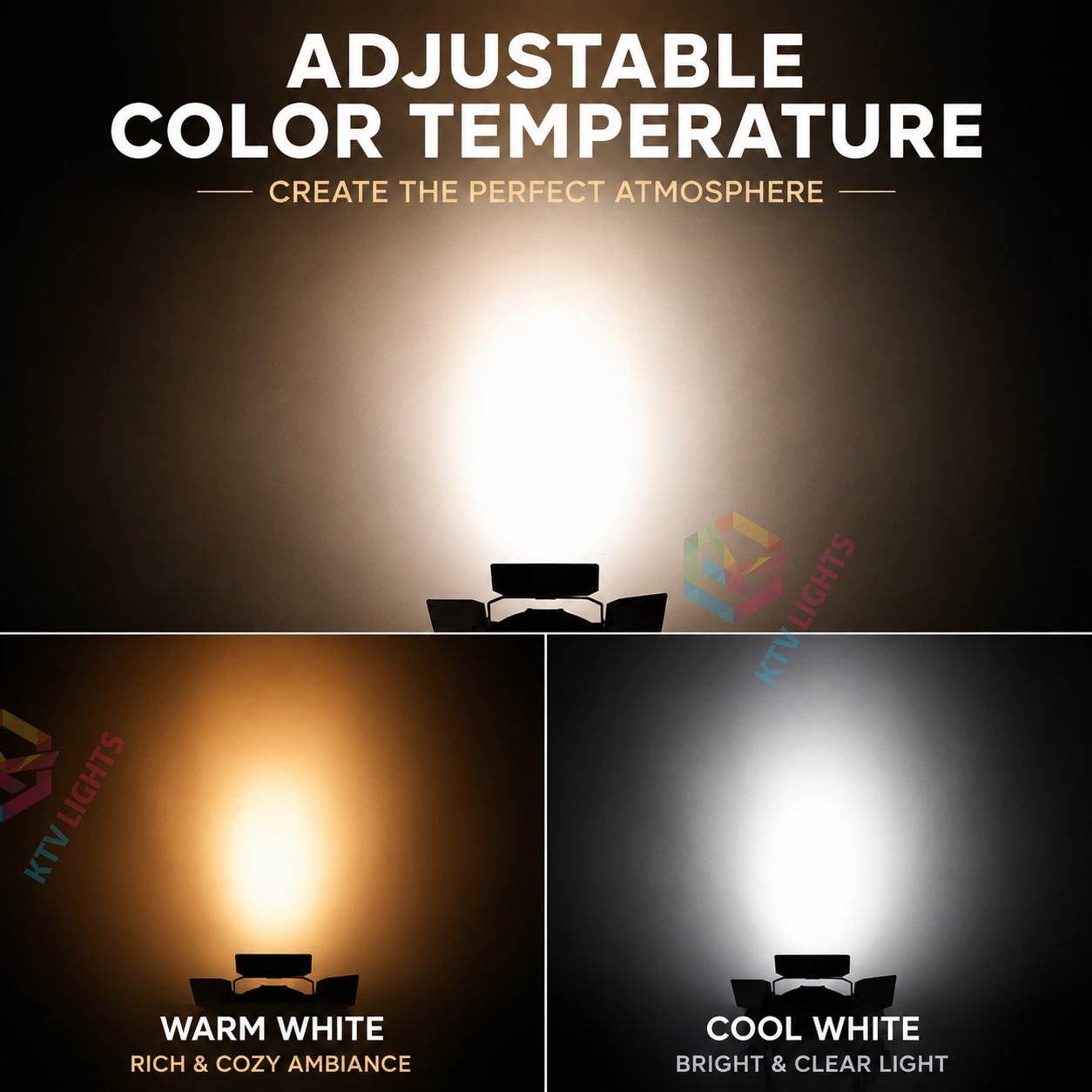 KTVLIGHTS 120W LED Stage PAR Light with Barn Doors-P5
