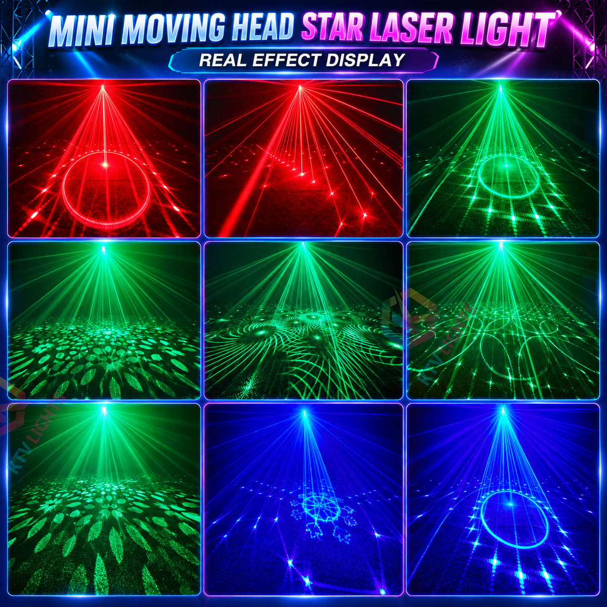 KTVLIGHTS Mini Moving Head Star Laser DJ Party Stage Light-B60