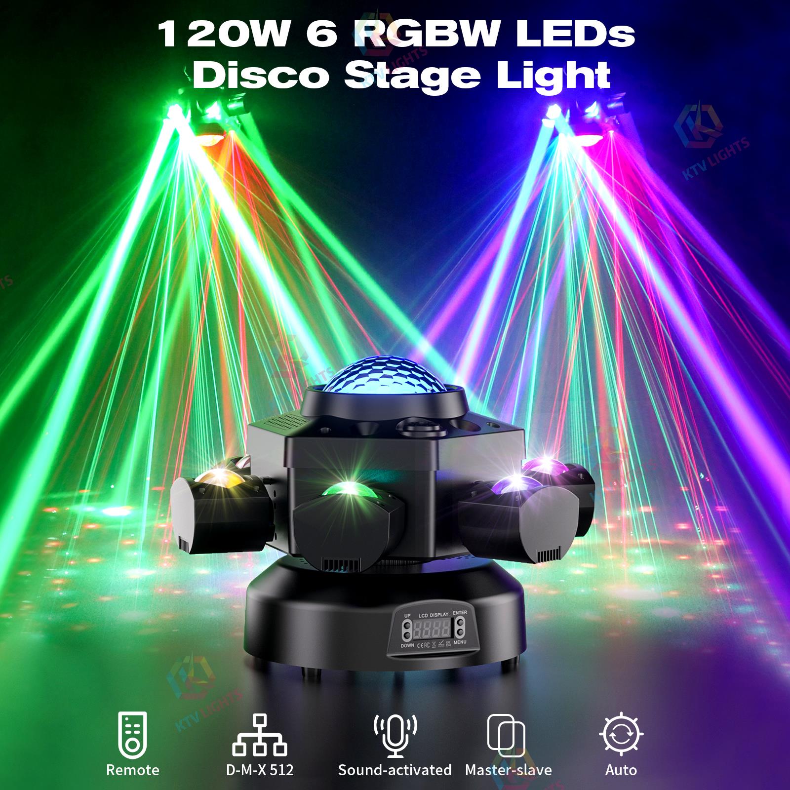 120W six-arm stage light RGBW beam moving head light-E4