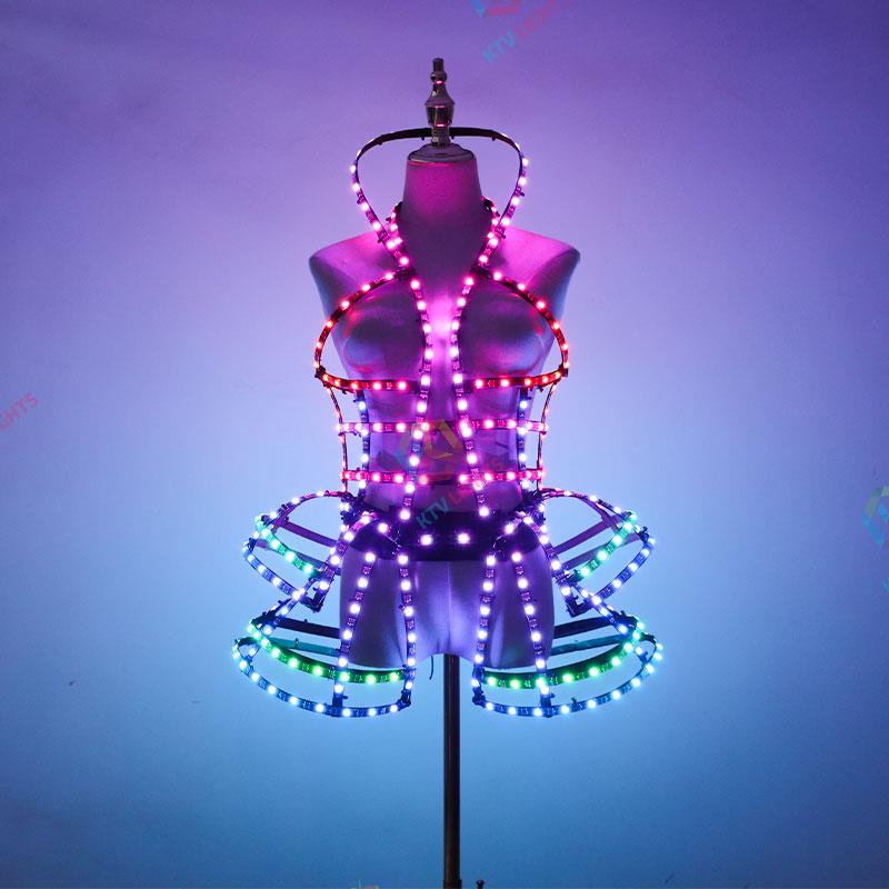 Full-color LED cage-style long performance costume - M12