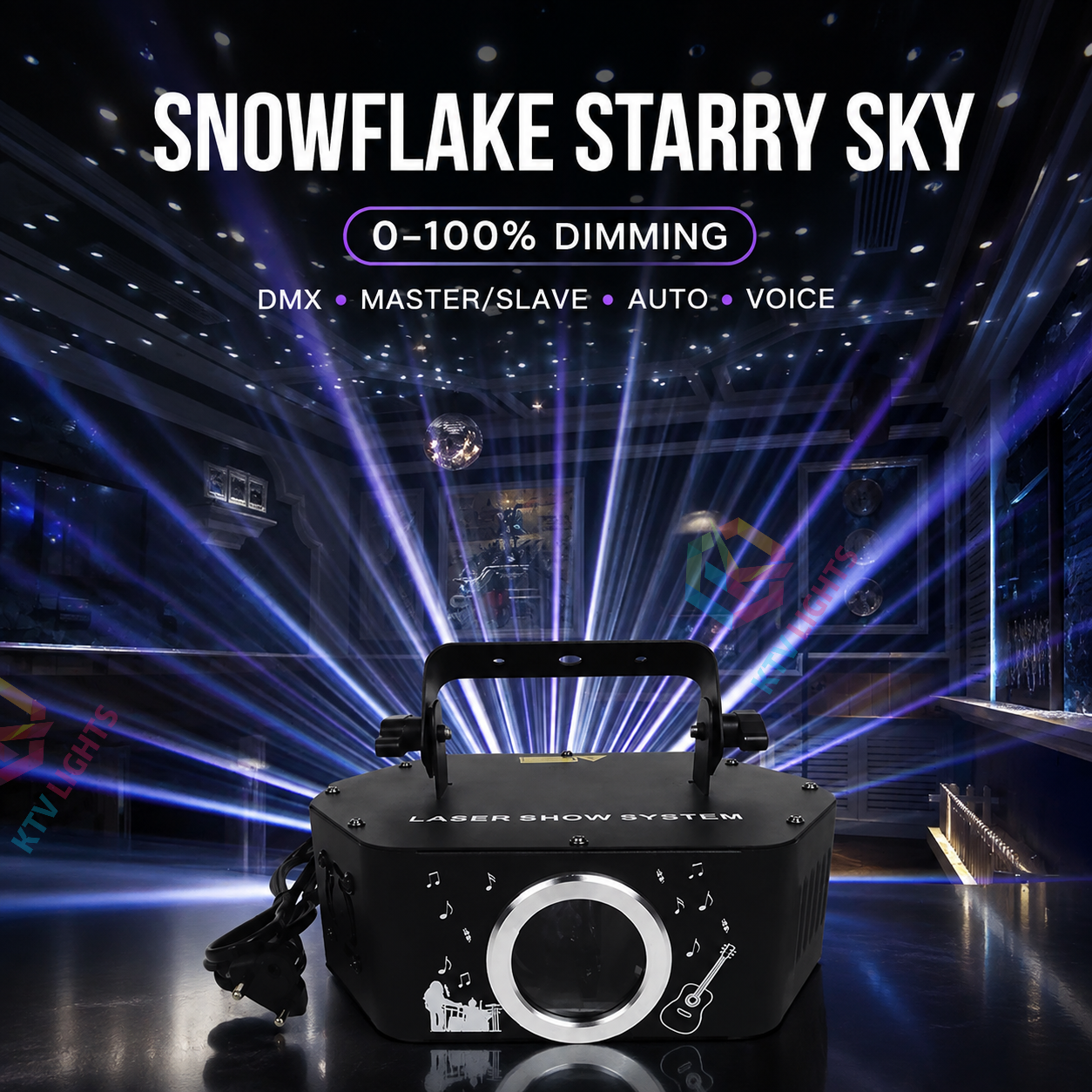 KTVLIGHTS Snowflake and Starry Sky Laser Light for Parties and Events-B34