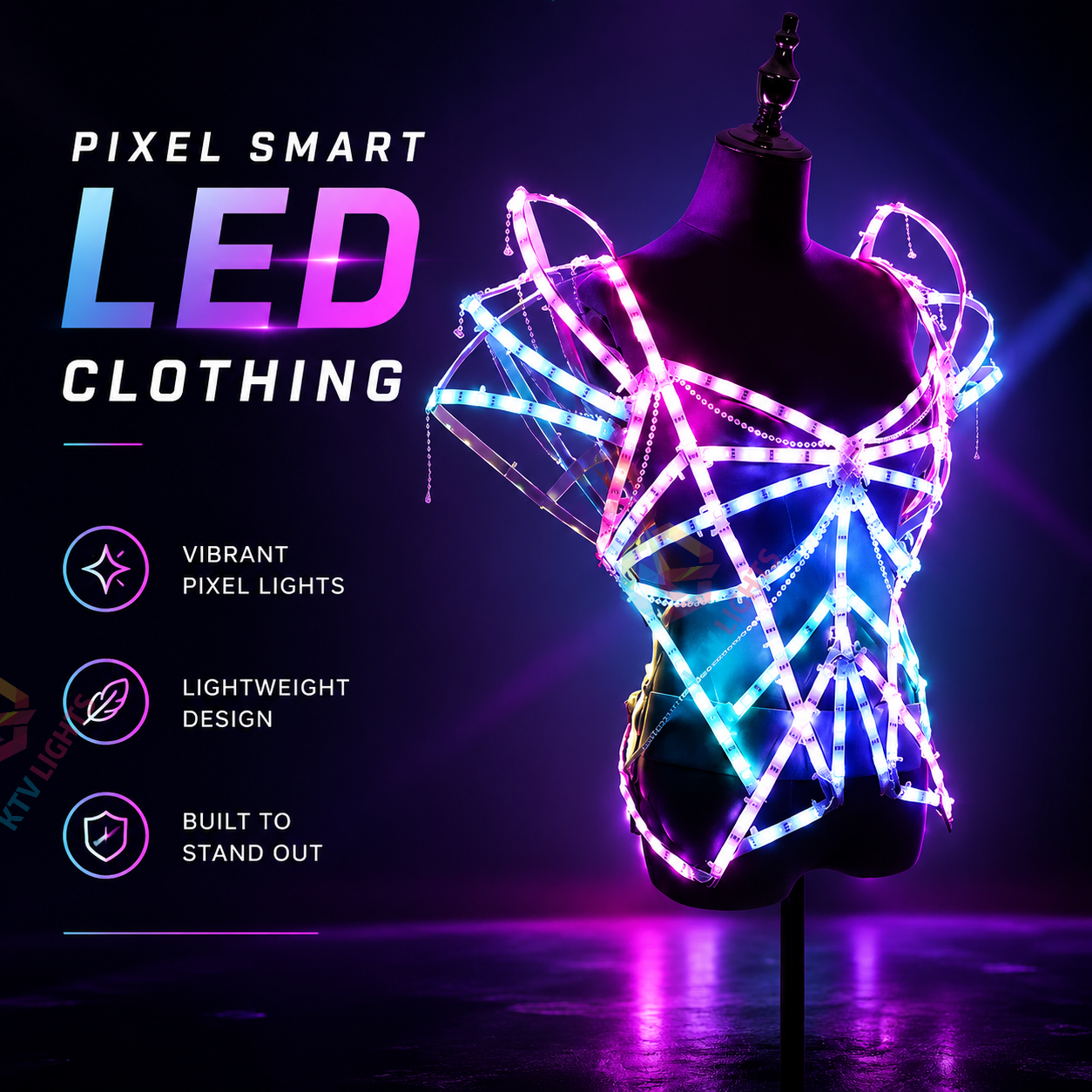 KTVLIGHTS  Smart Pixel LED Clothing for DJ Shows & Rave Parties-M47