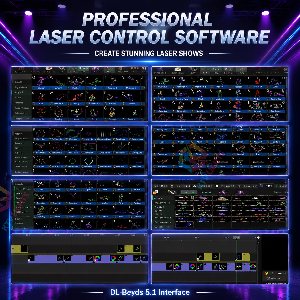 KTVLIGHTS DMX FB4 ILDA Professional Laser Controller Software-D3