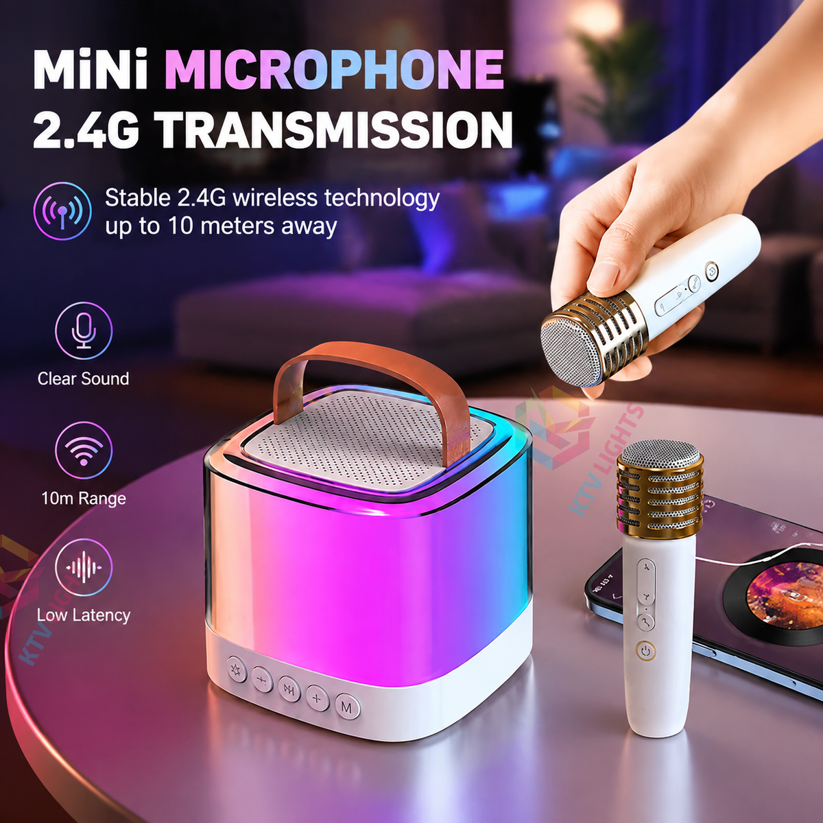 KTVLIGHTS Mini Bluetooth Portable Karaoke Machine-C6