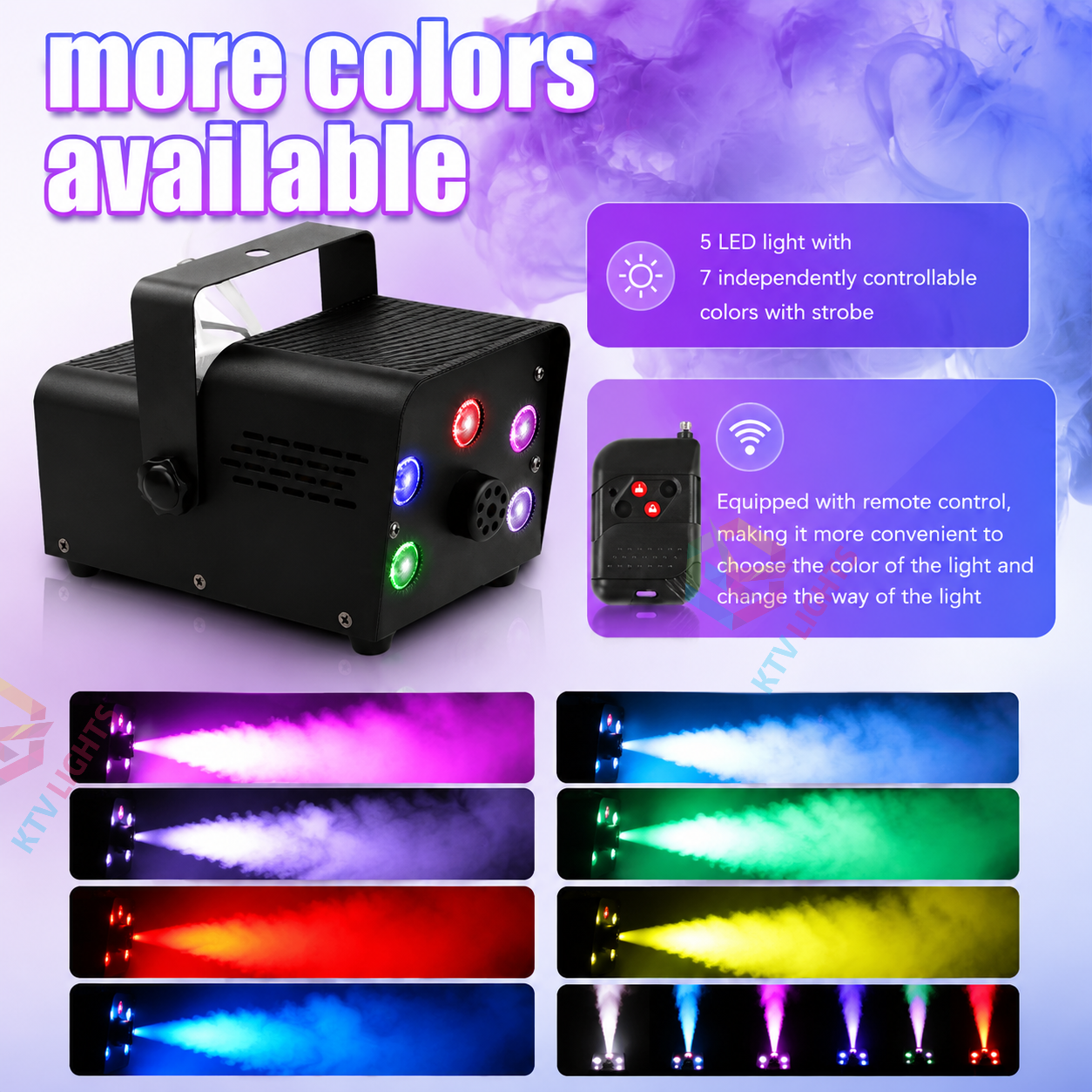KTVLIGHTS 500W Colored Smoke Machine with Remote Control-Y4
