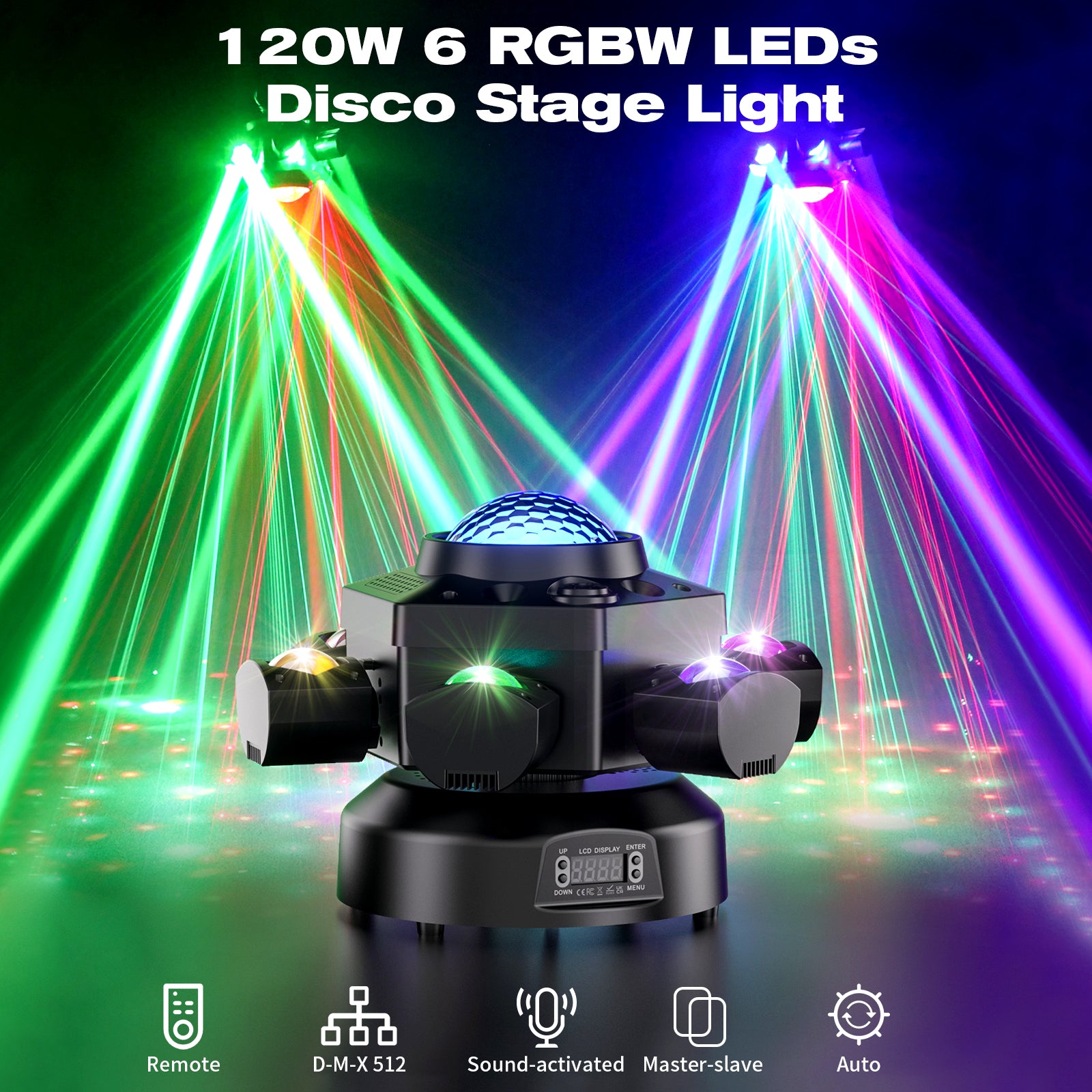 120W six-arm stage light RGBW beam moving head light-E4