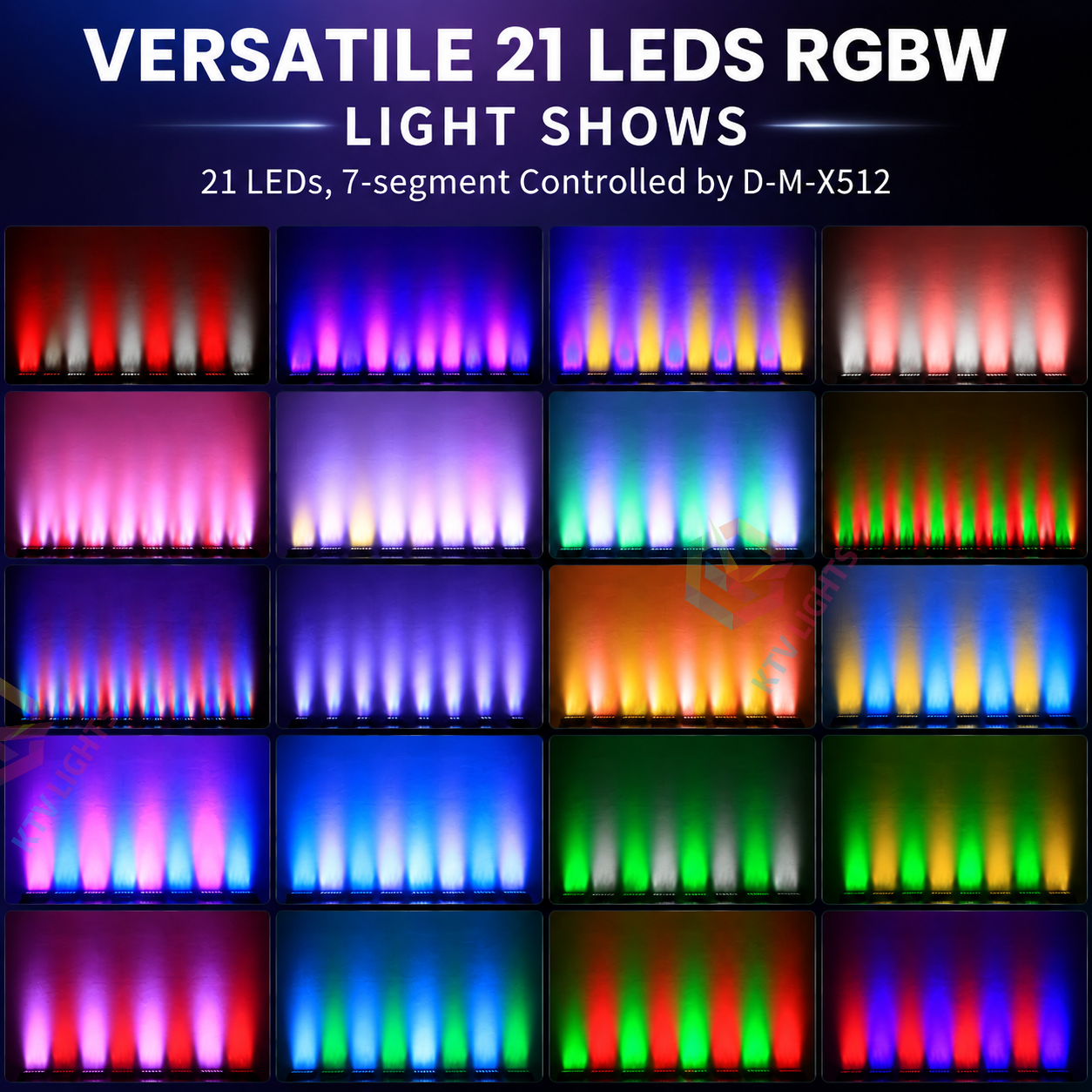 KTVLIGHTS 21x15W RGBW 4-in-1 Full-Color Matrix Floodlight-X2