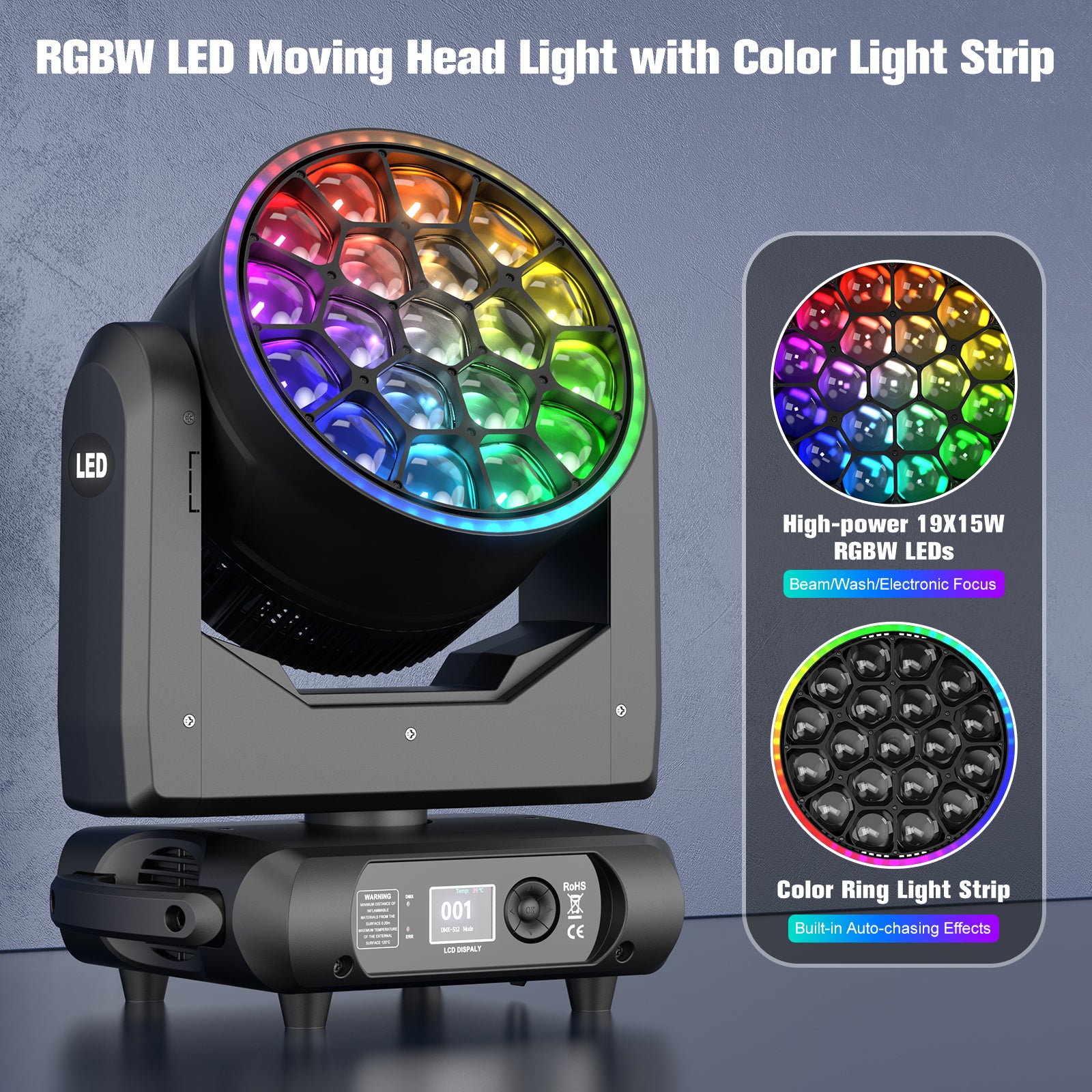 19x15W LED Wash Bee Eye Moving Head Light-E51