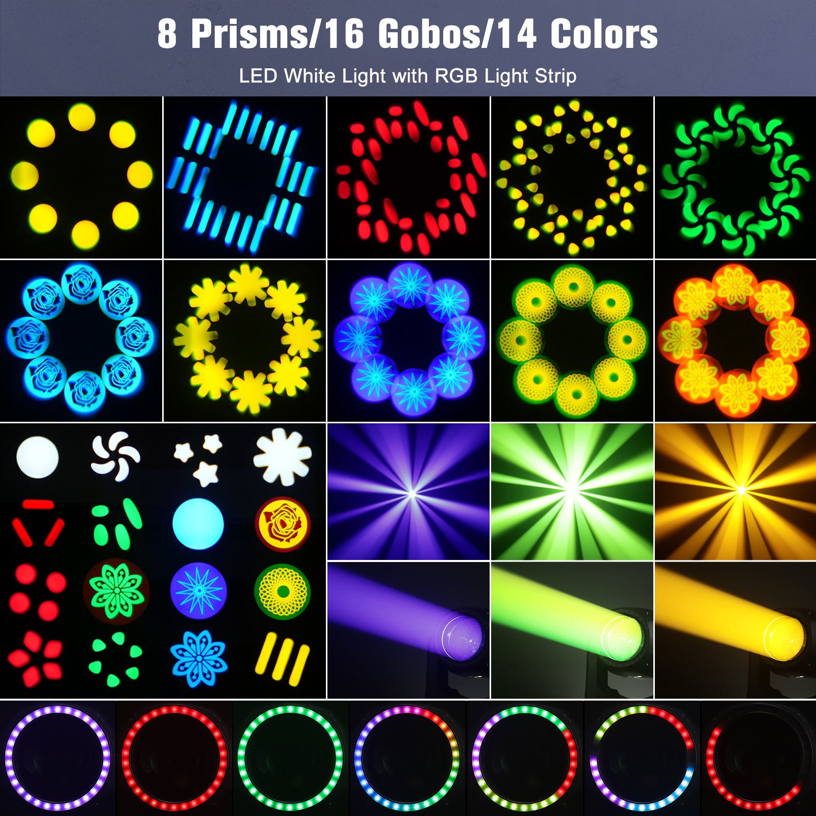 180W LED Rainbow Beam and Pattern Moving Head Light-E43