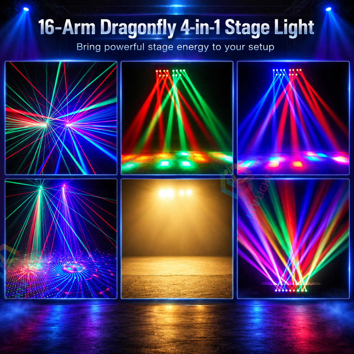 KTVLIGHTS 180W 16-Arm LED Laser Stage Light RGBW DMX512 Strobe-E99