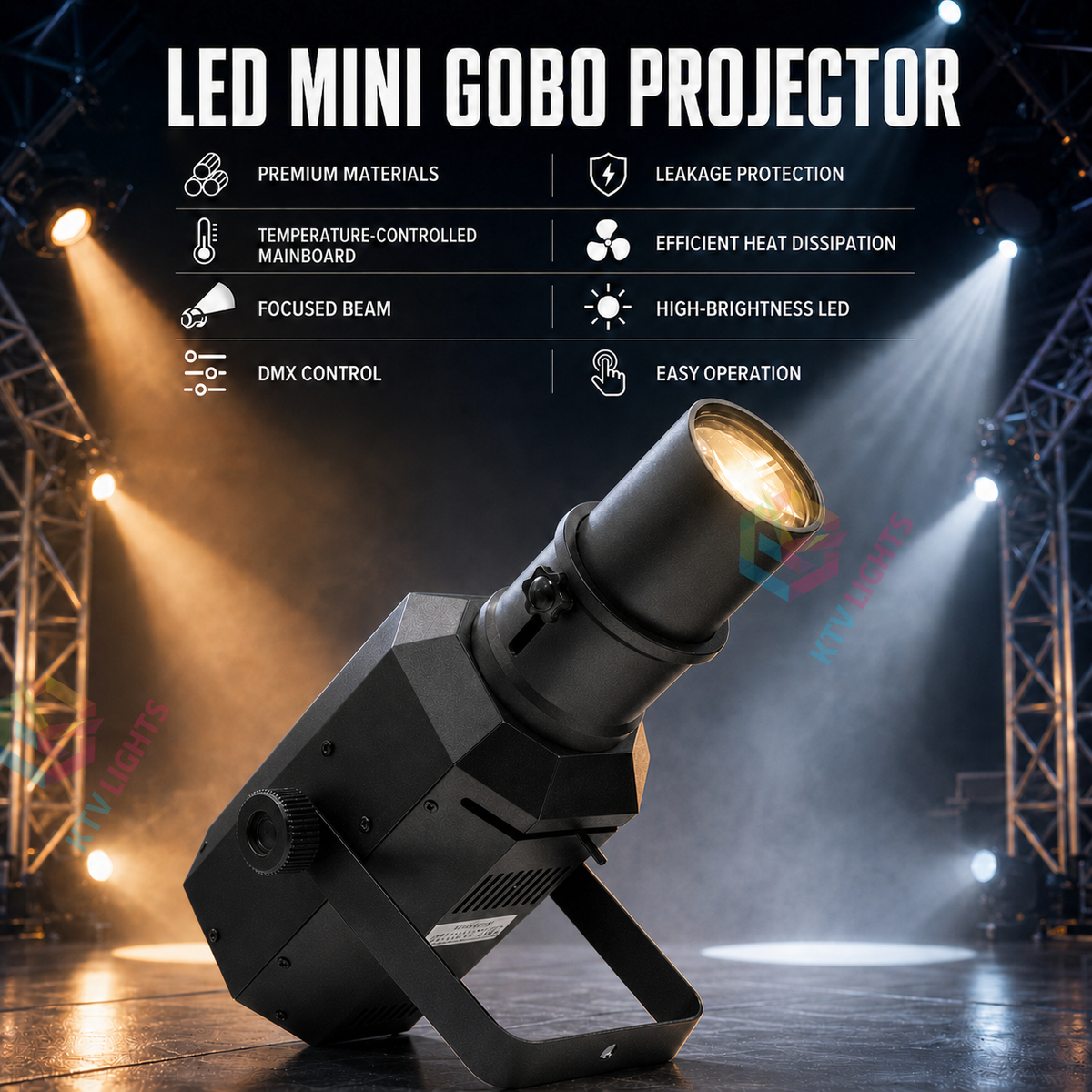 KTVLIGHTS Mini LED Zoom Profile Spotlight for Stage & Wedding-J7