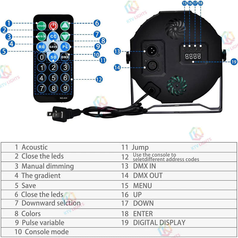 72W RGB Rechargeable Par Light-P10