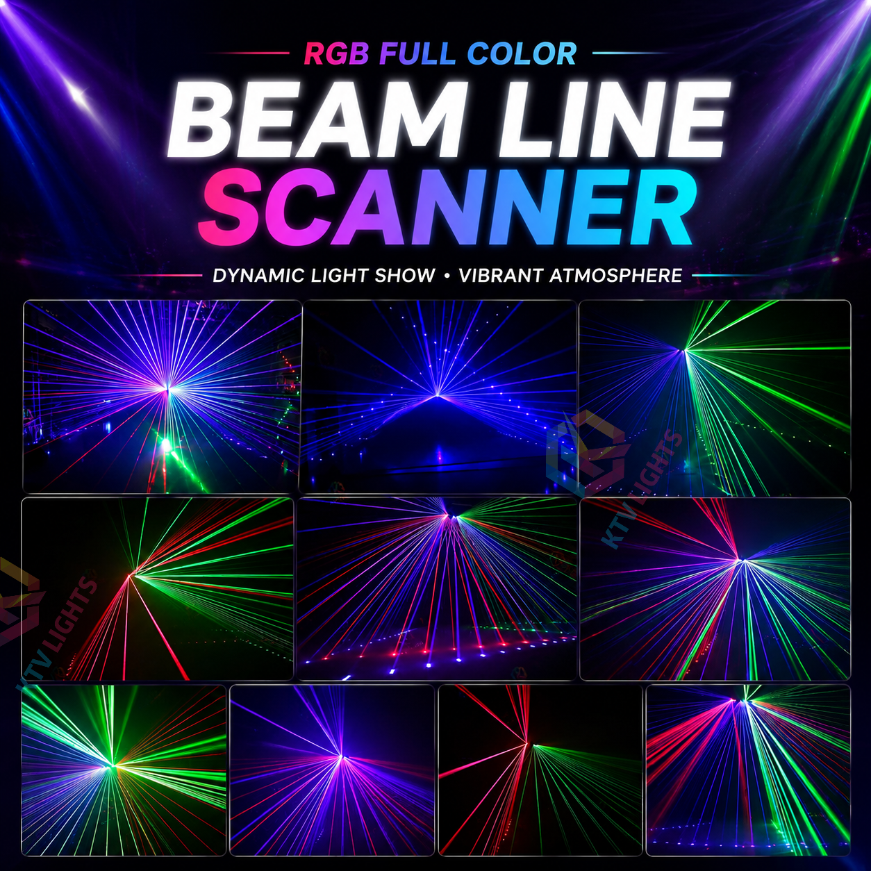 KTVLIGHTS RGB Laser Scanning Light – DJ Disco Stage Party Effect Light – DMX512-B20
