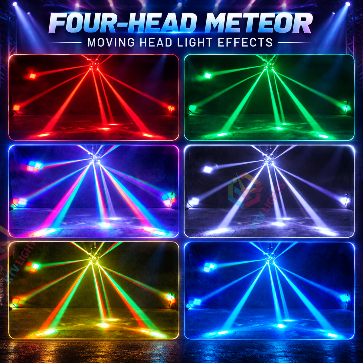KTVLIGHTS 180W 4-Arm Moving Head Laser Beam DJ Stage Light-E96