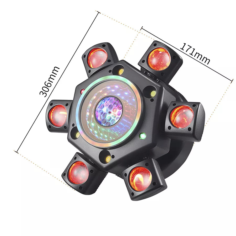 2025 New Six-arm Mirror Effect Moving Head Light-E9