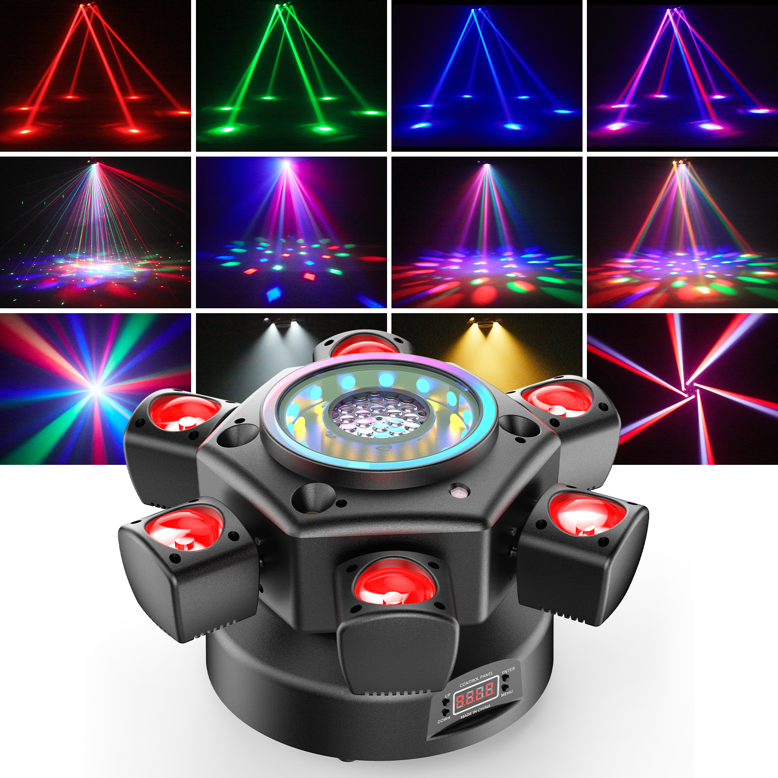 100W LED RGBW 6-Arm Moving Head Beam Light-E9