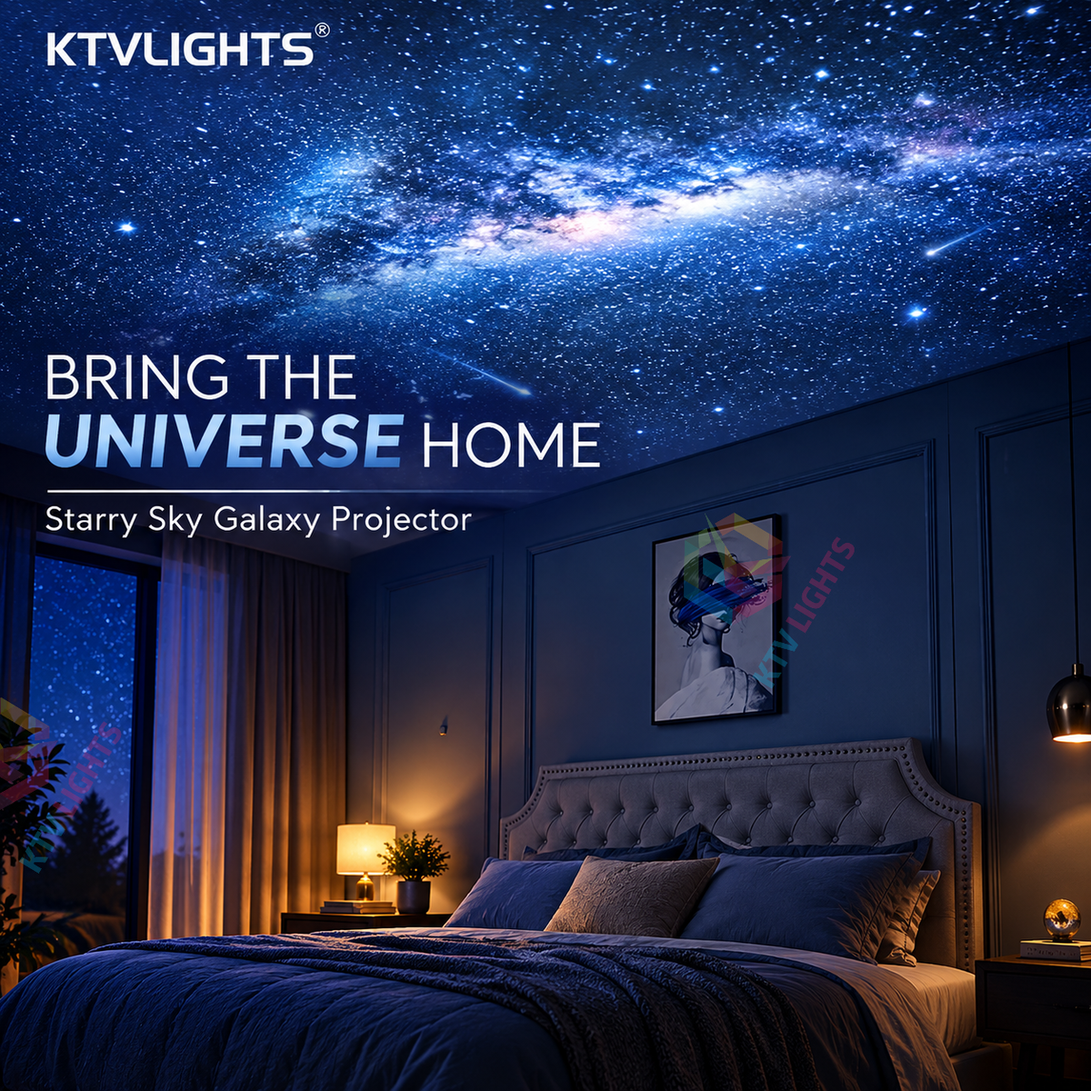 KTVLIGHTS Bluetooth Speaker Galaxy Star Projector-S57