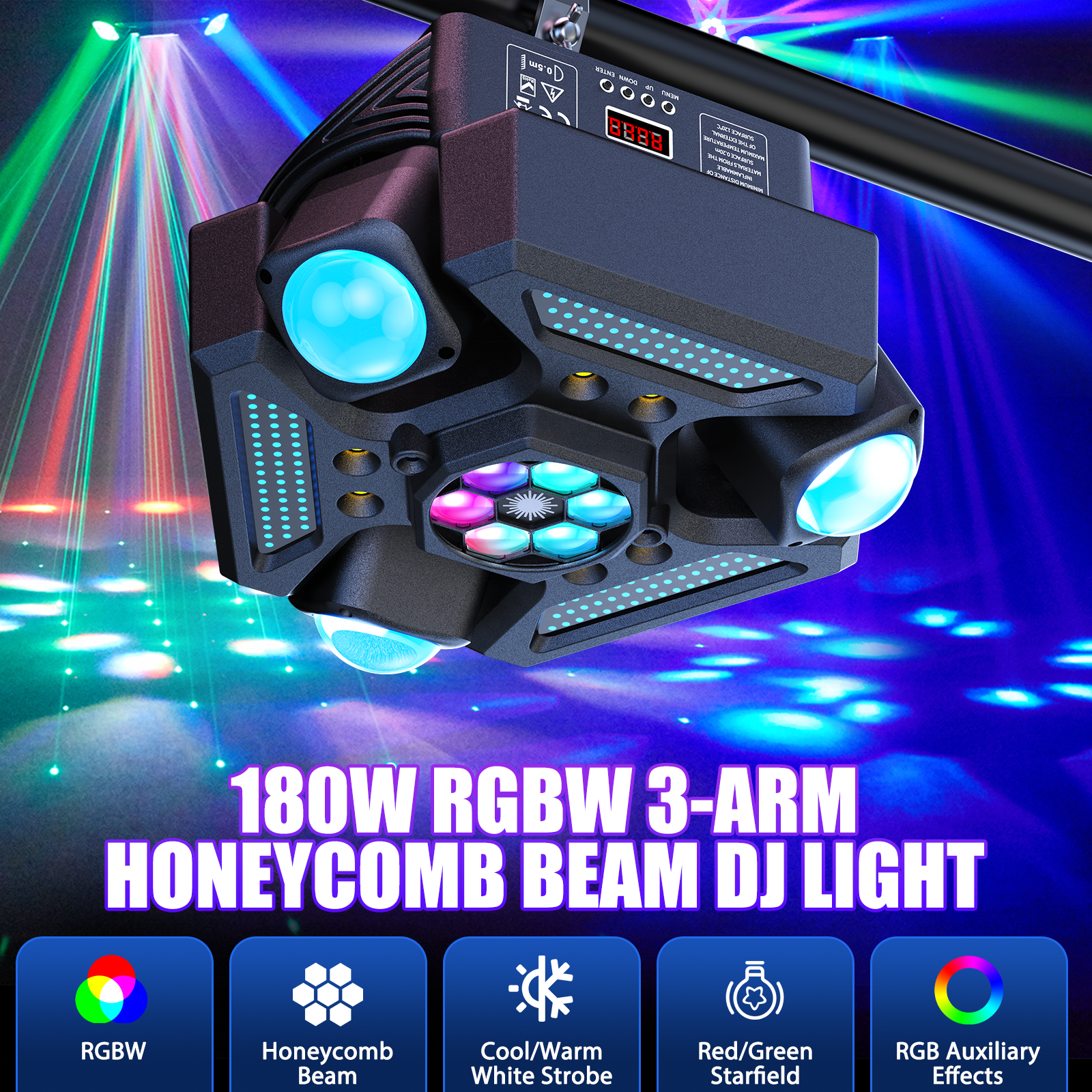 New 180W RGBW 4-in-1 Moving Head Light-E31