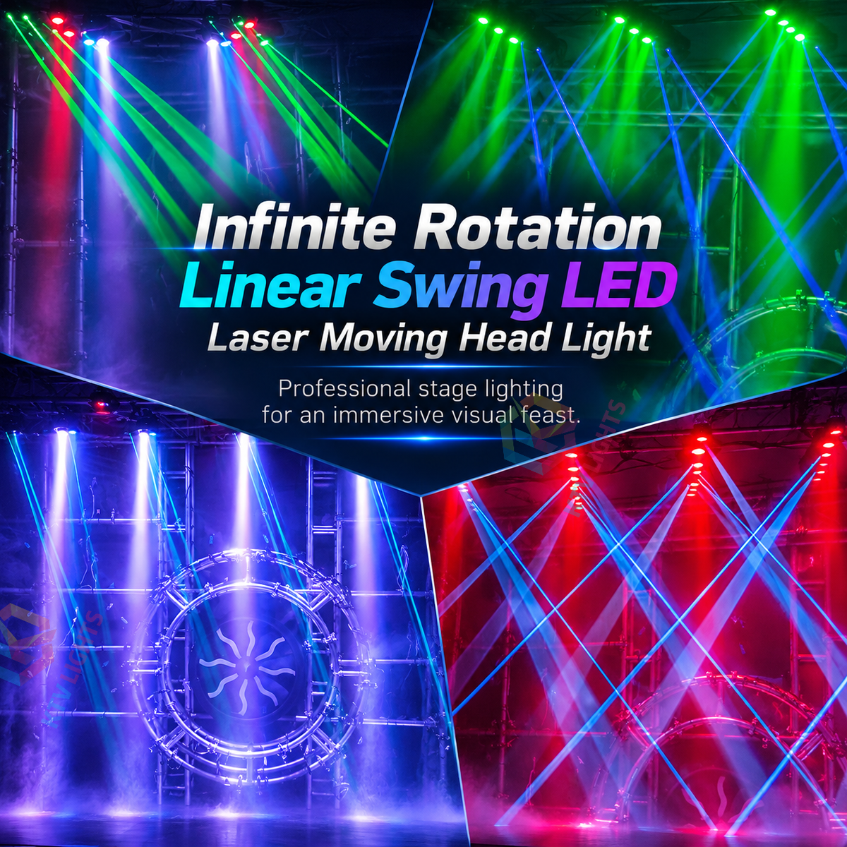 KTVLIGHTS 180W Infinite Rotation LED Laser Moving Head Stage Light-E103