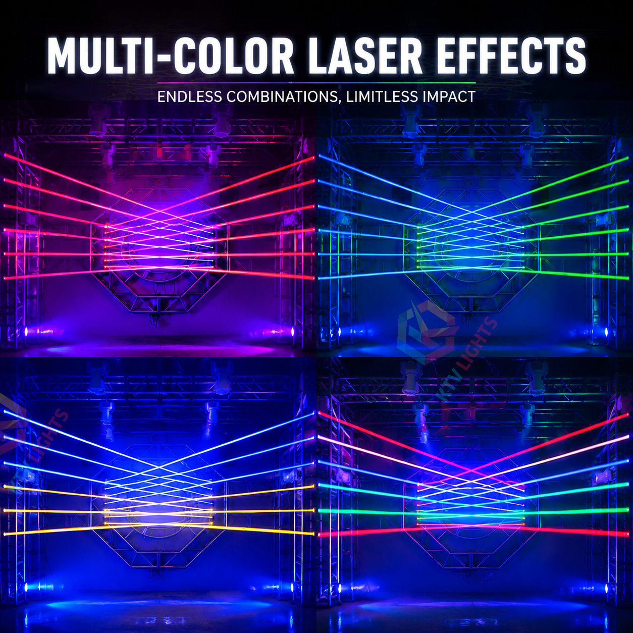 KTVLIGHTS 8-Hole Red Laser Light – DJ Stage Beam Effect Light – DMX512-B4