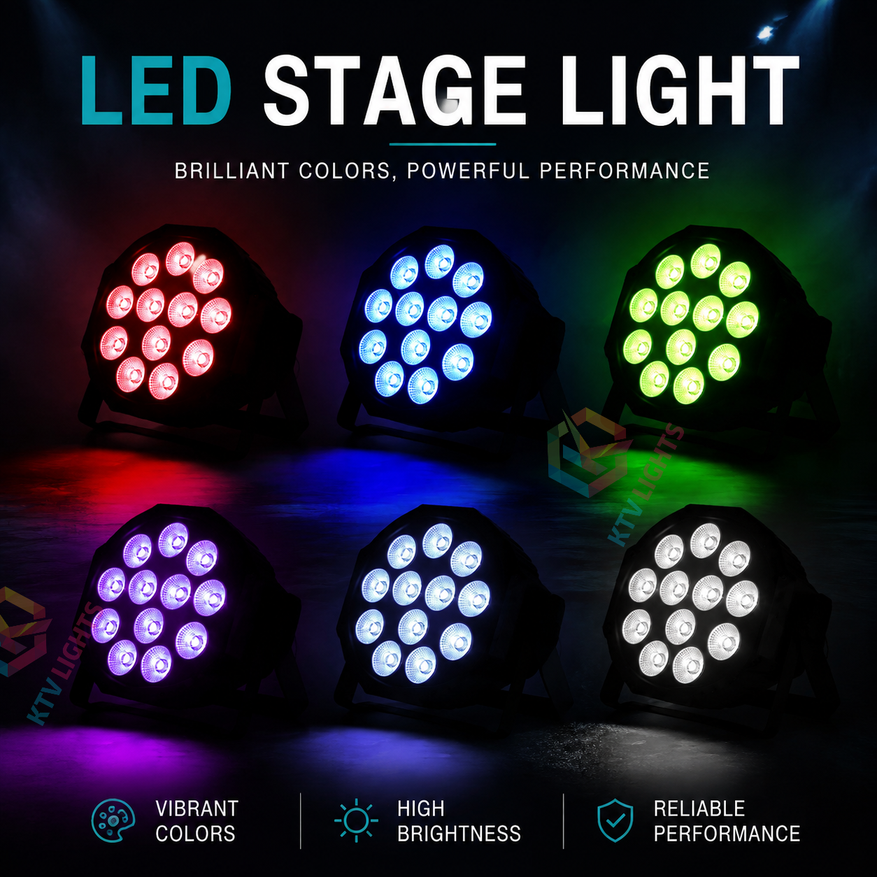KTVLIGHTS Rechargeable RGBW LED Stage PAR Light-P16