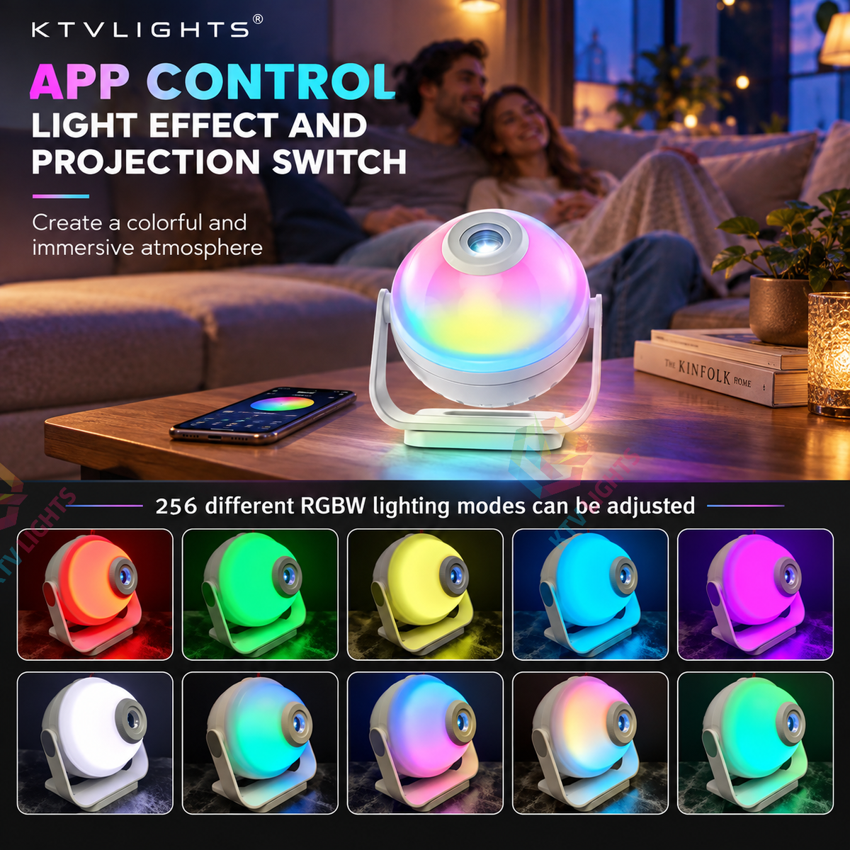 KTVLIGHTS Smart Galaxy Star Projector with APP Control-S60
