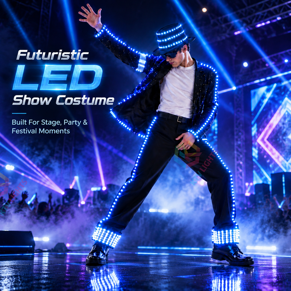 KTVLIGHTS Full Color LED Light Up Dance Suit for Men – Stage Costume-M66