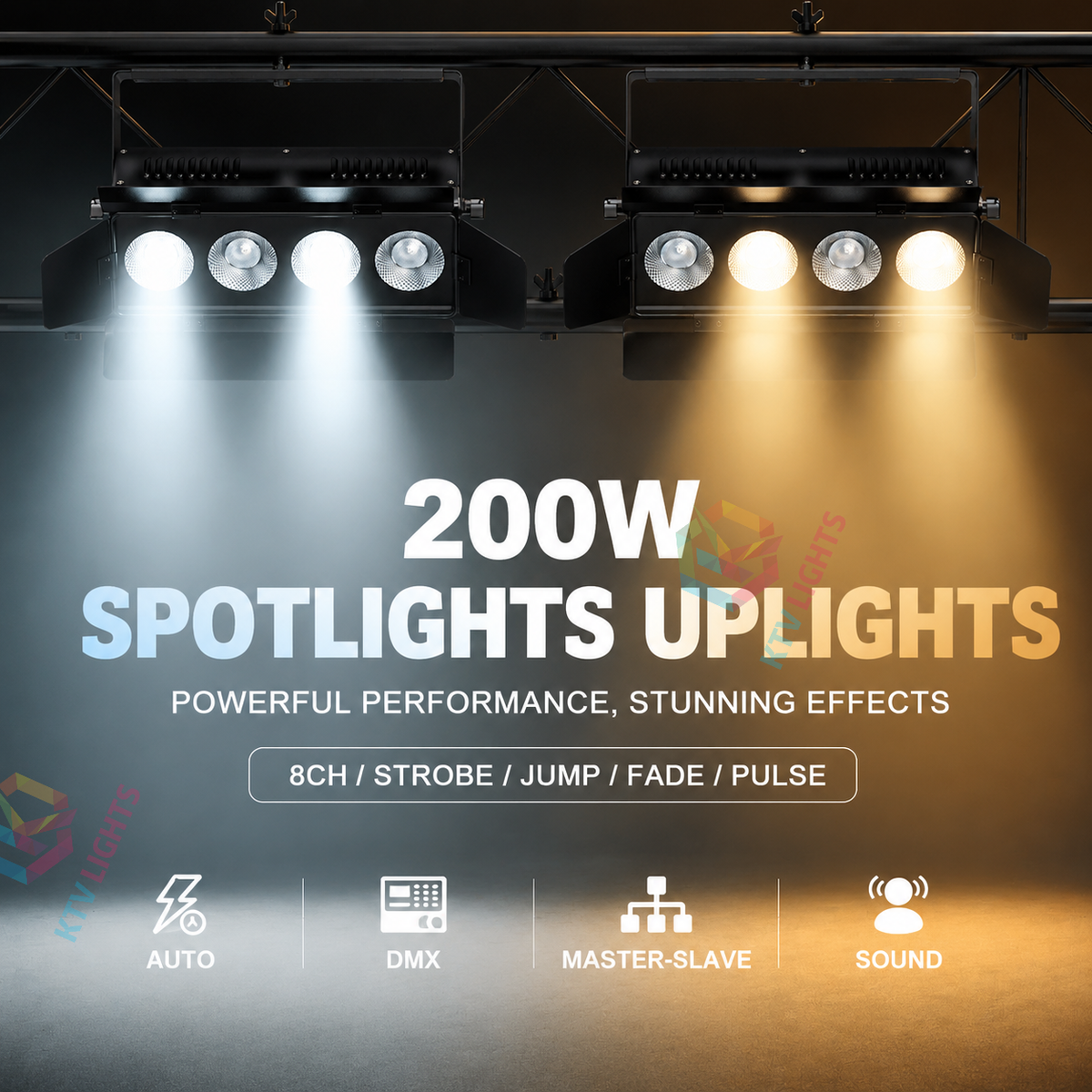KTVLIGHTS 200W COB LED Stage PAR Light-P50