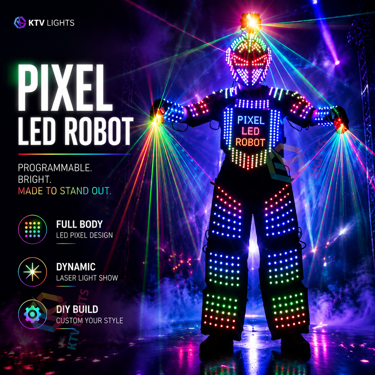 KTVLIGHTS Build Your Own Futuristic LED Robot Suit-M23