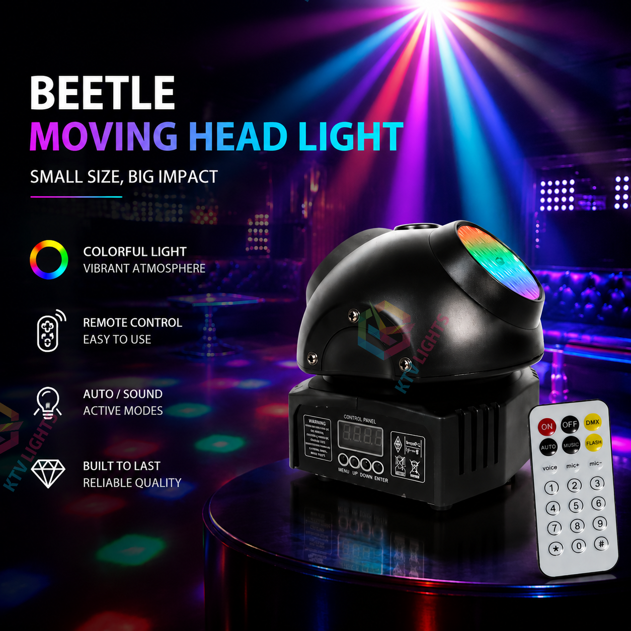 KTVLIGHTS LED Beetle Moving Head Light RGB DJ Stage Light-E5