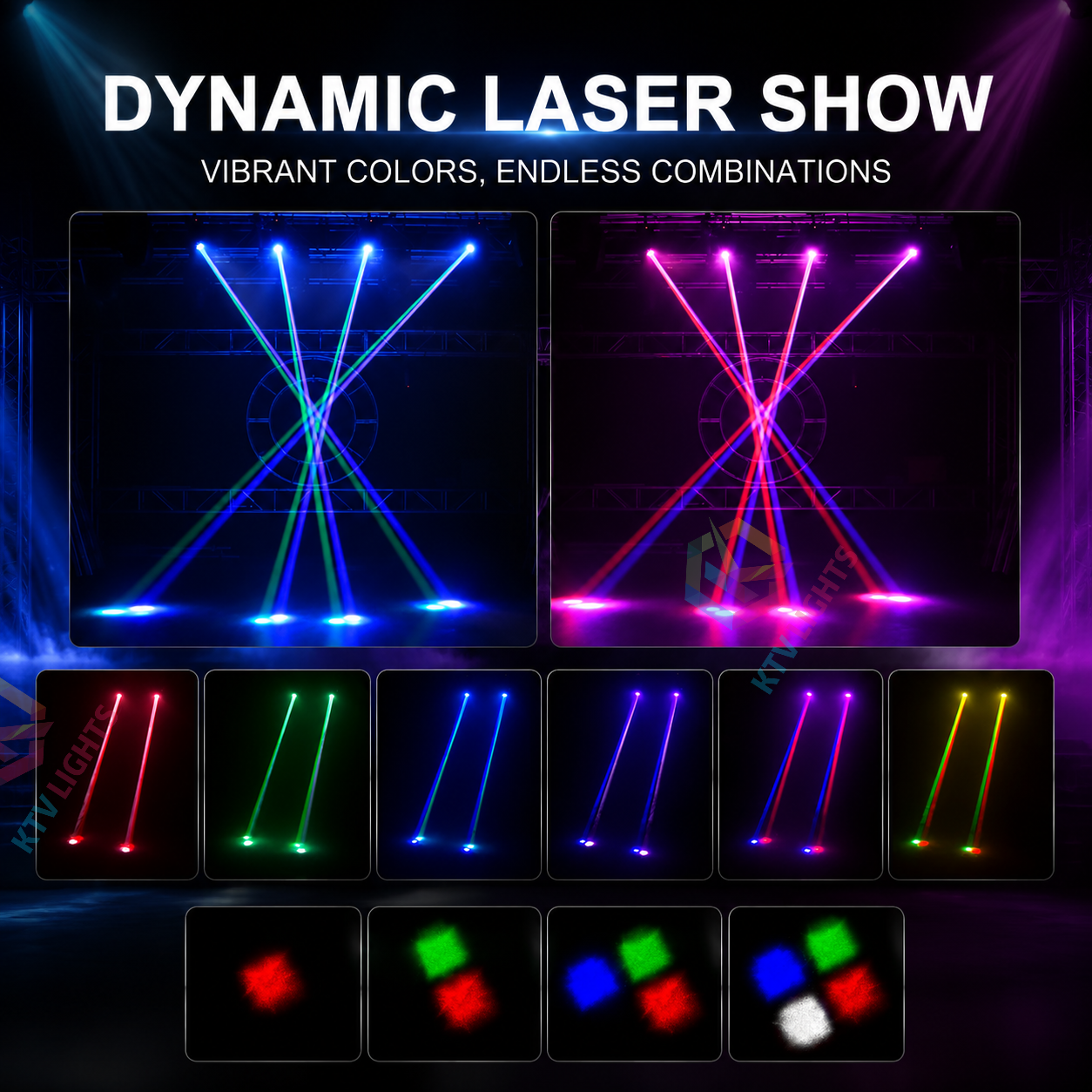 KTVLIGHTS RGBW 4-in-1 LED Beam Moving Head Light DJ Stage Lighting-E20