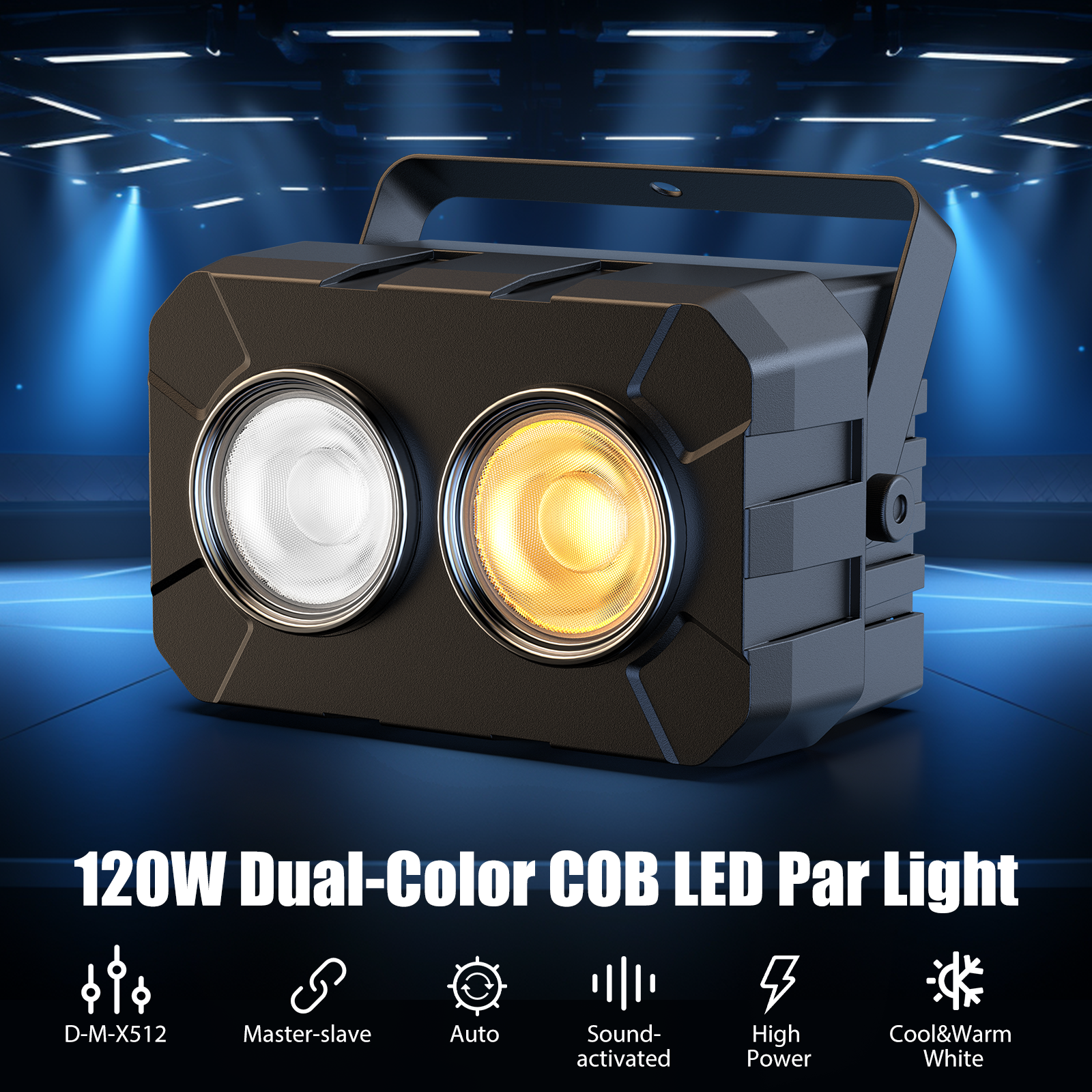 2x60W Cob 2-Eye Cool White + Warm White Par Light-P43
