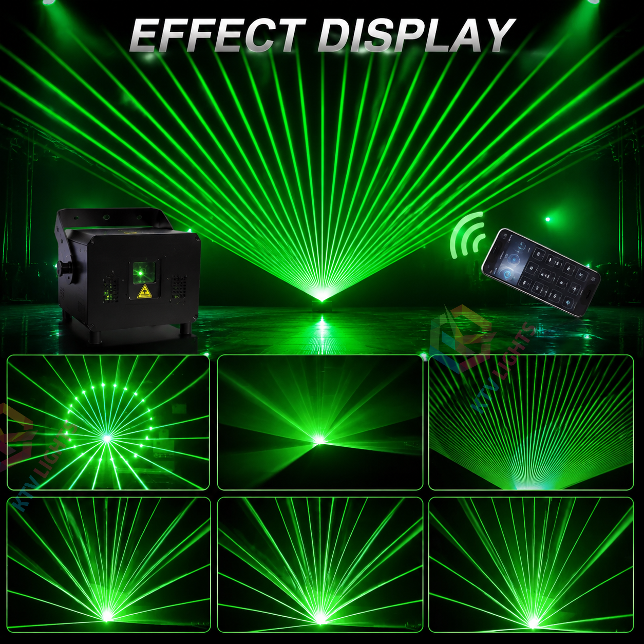 8w-15w APP Outdoor rooftop green landmark laser light-B38