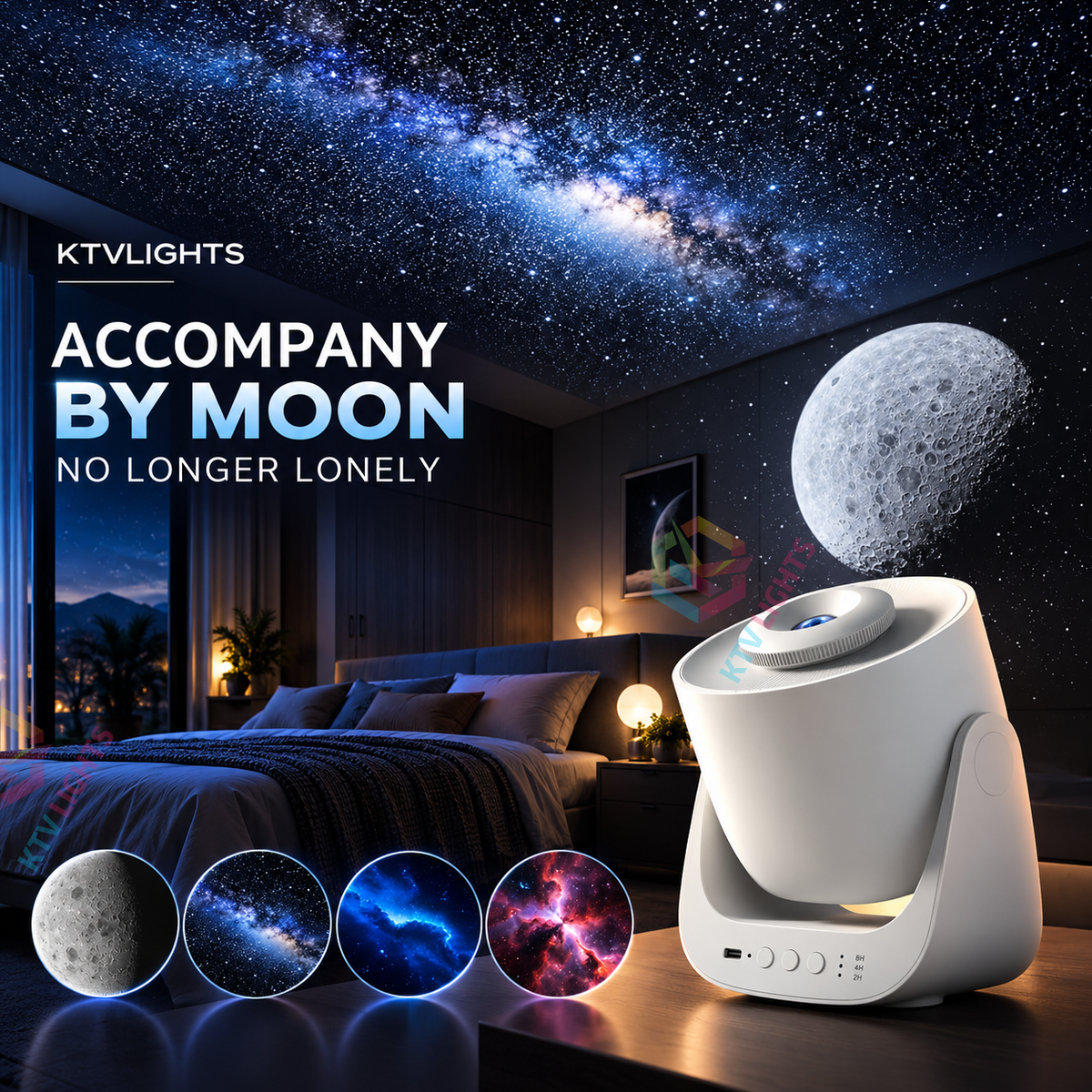 KTVLIGHTS Rechargeable Starry Sky Galaxy Projector for Bedroom-S58