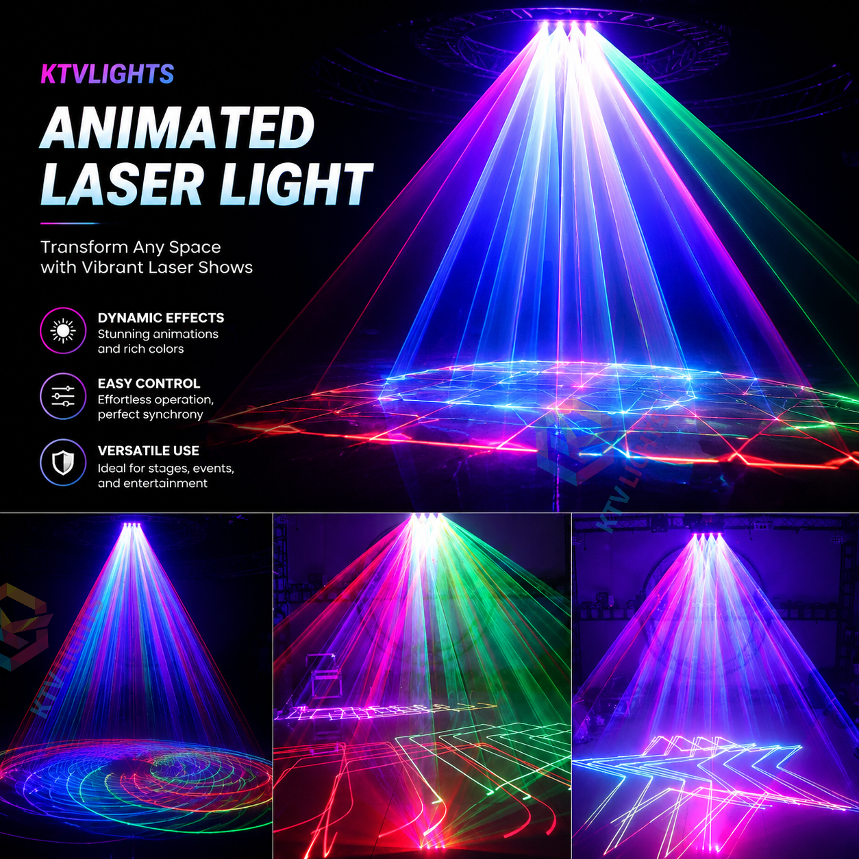 KTVLIGHTS RGB animation laser light suitable for DJ stages and party performances.-A22