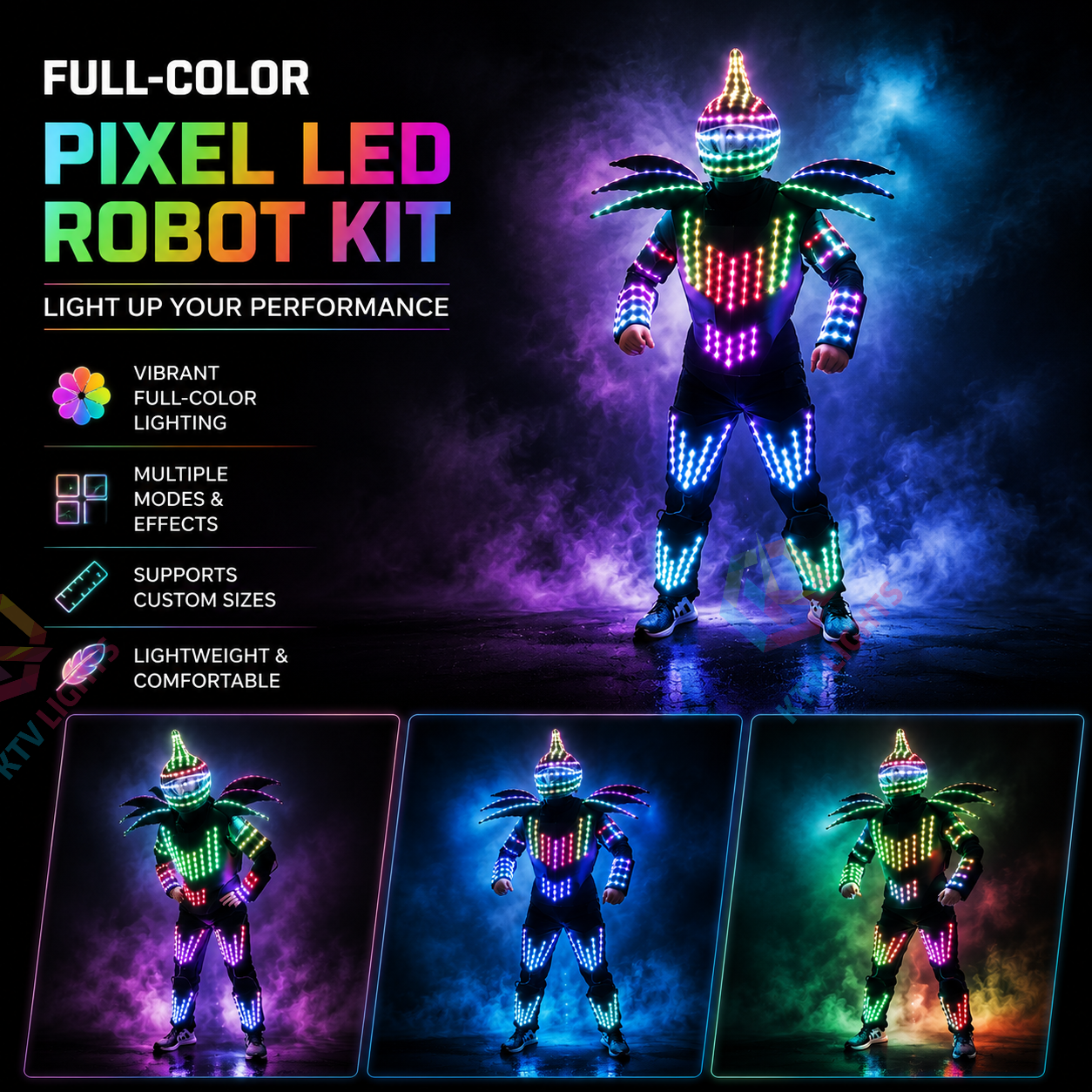 KTVLIGHTS Smart Pixel LED Robot Kit for DIY Costume & Events-M49