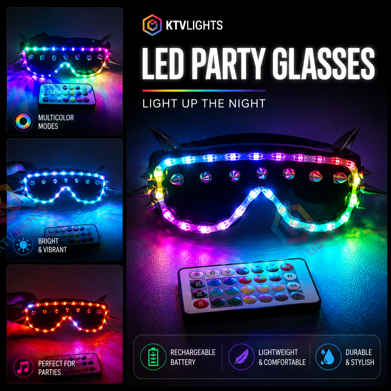 KTVLIGHTS LED Glasses for Rave Parties, Dancing & Festivals -M18