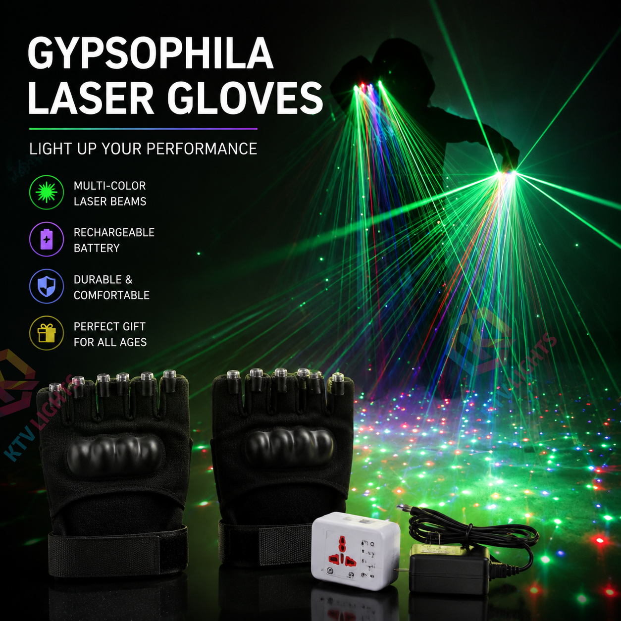 KTVLIGHTS creates stunning light shows using laser gloves-M11