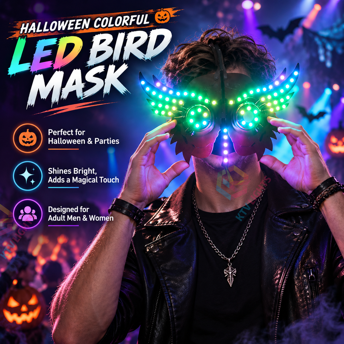 KTVLIGHTS Halloween LED Bird Mask for Adults & Cosplay-M59