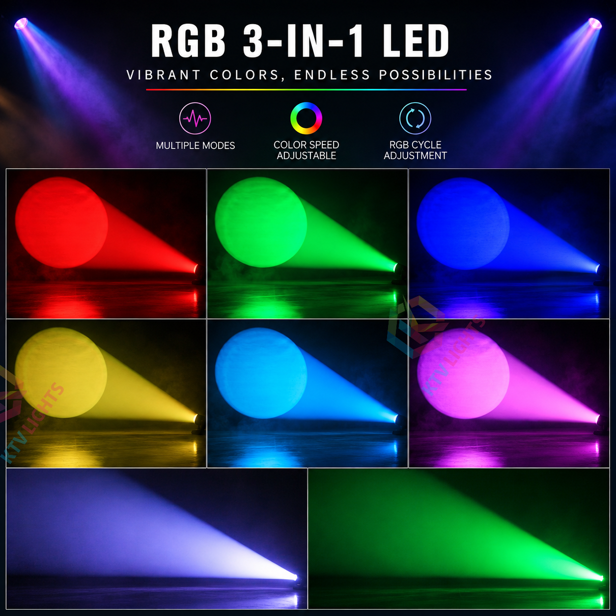 KTVLIGHTS 100W RGB 3-in-1 Color Contour Stage Spotlight-J5