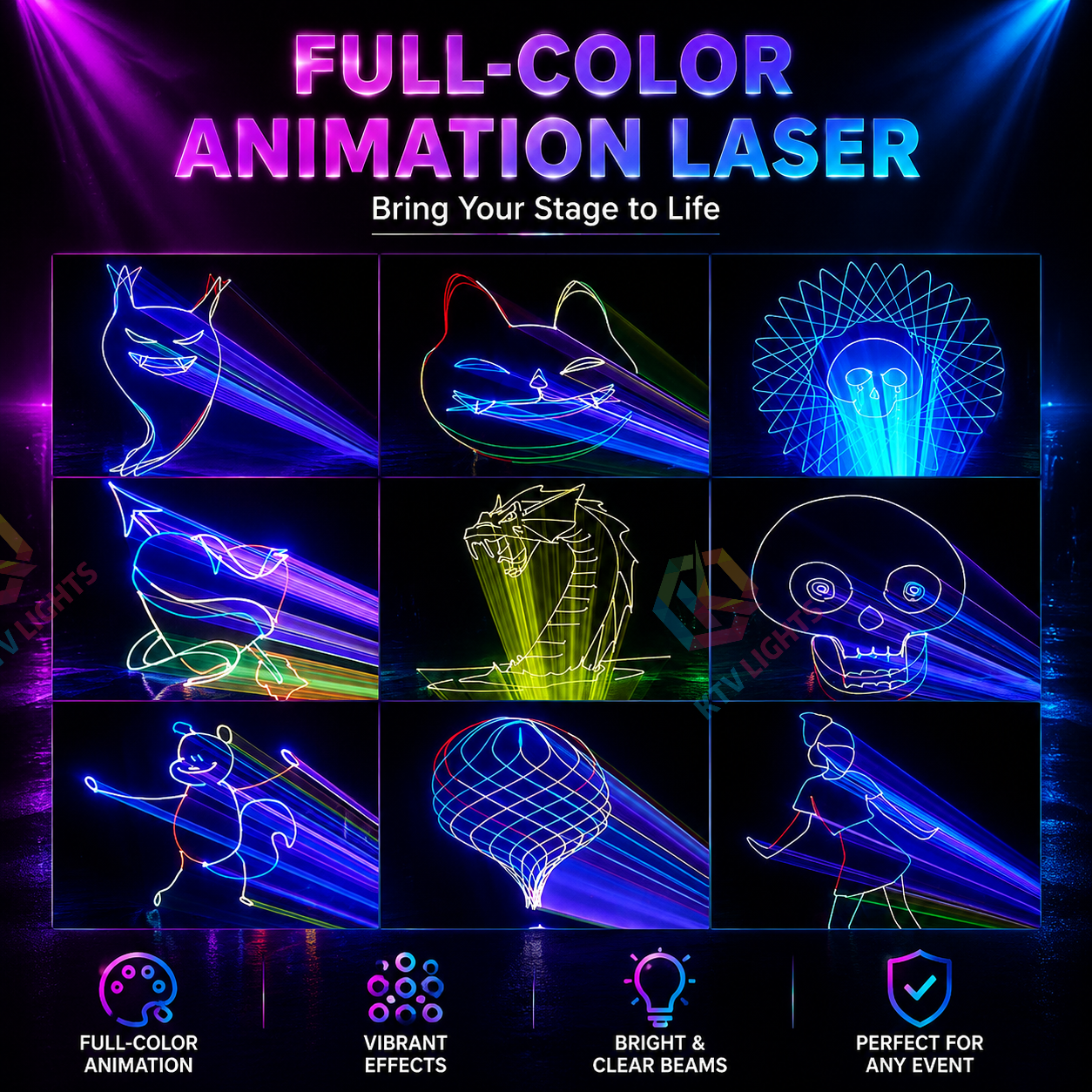 KTVLIGHTS Full-color animated laser light, suitable for DJ parties and nightclubs-A30