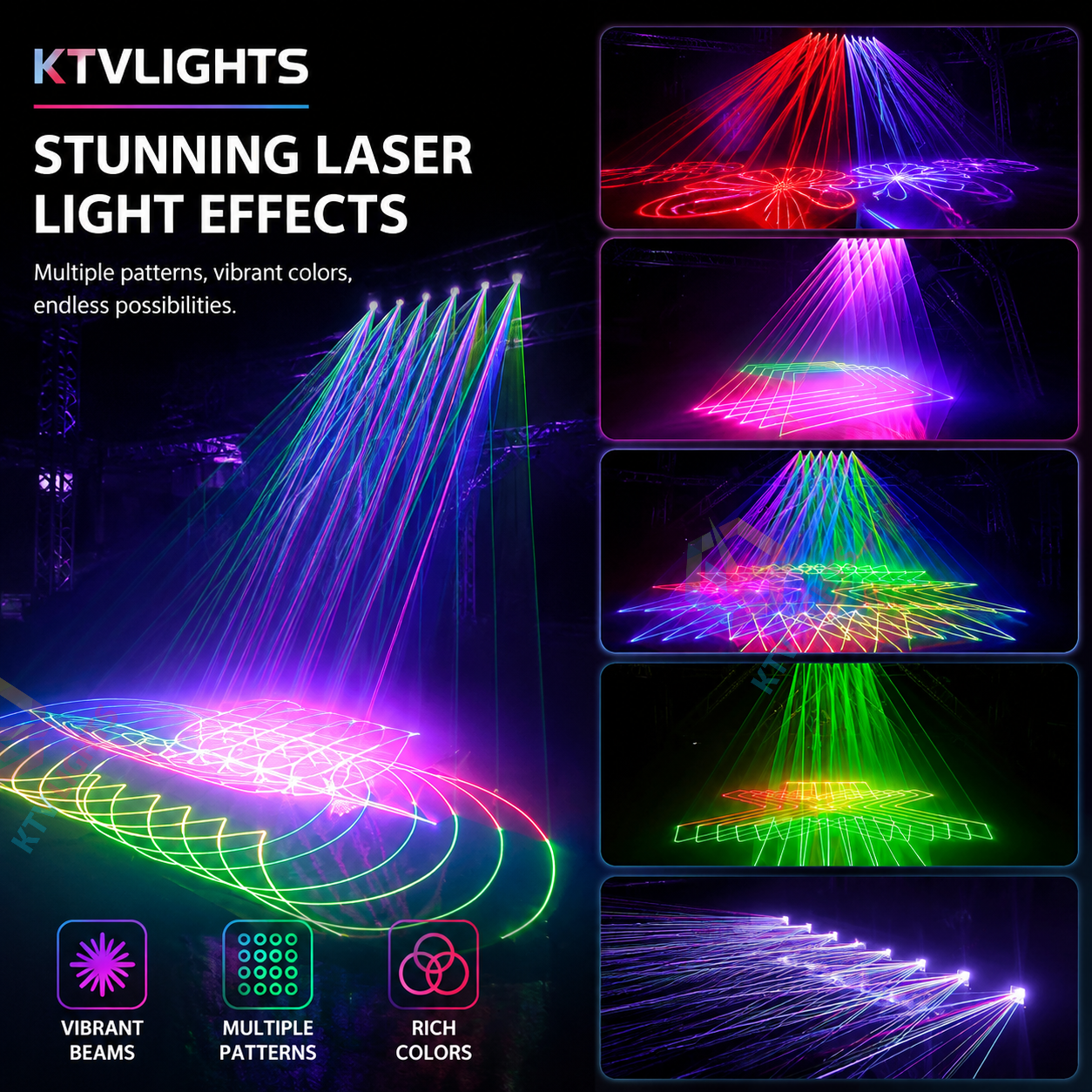 KTVLIGHTS 2026 Model 6-Eye Full-Color Scanning Laser Light for DJ Stages - B37