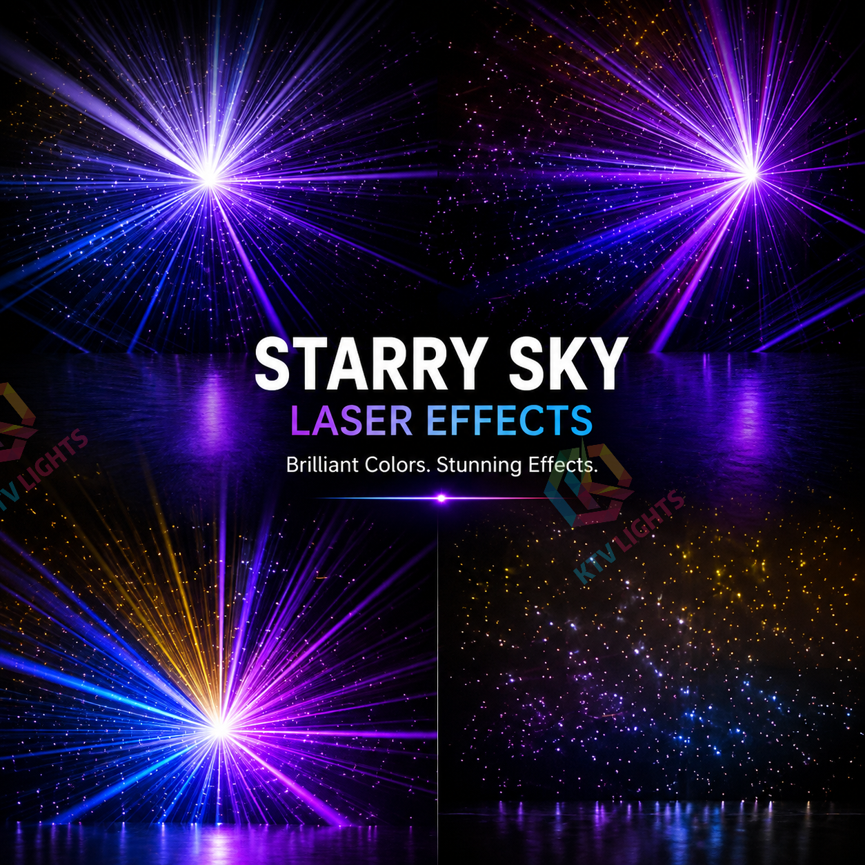 KTVLIGHTS 2W 4-Color Starry Sky DMX Laser Projector for DJ Stages-B21