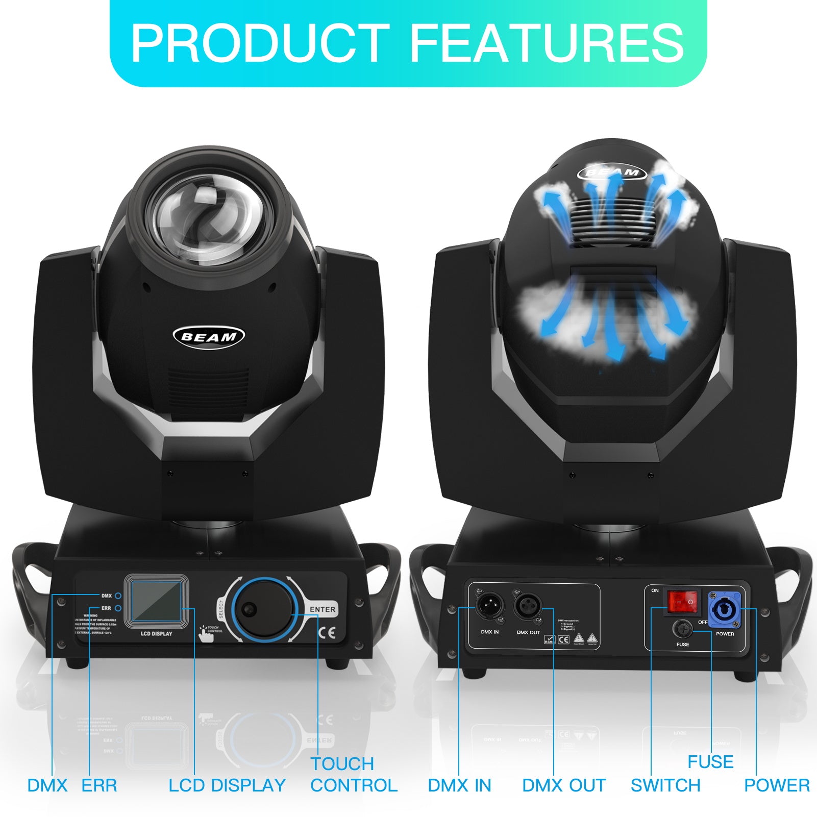 Professional 230W 7R Beam DMX LED Moving Head Light - E42