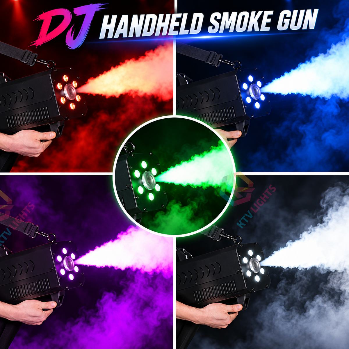 KTVLIGHTS 1500W RGB LED Handheld Fog Gun for DJ & Stage-Y21