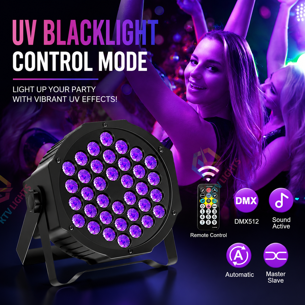 KTVLIGHTS 36W UV LED DJ Stage PAR Light-P69