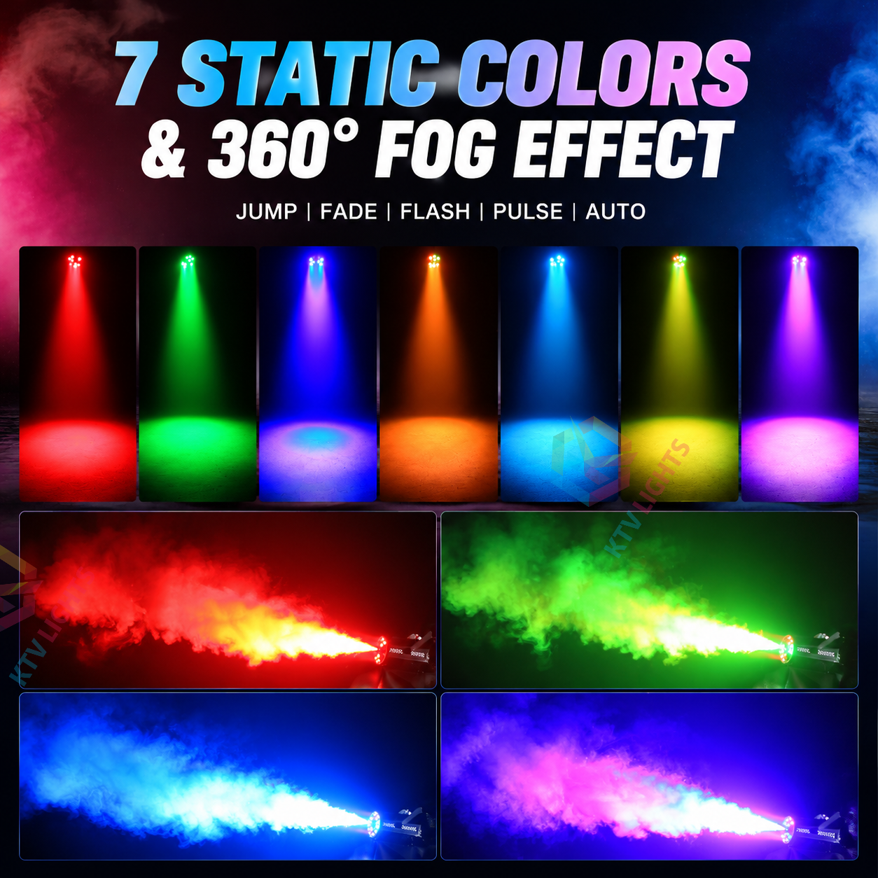 KTVLIGHTS 500W 18 LED RGB Halloween Fog Machine-Y2